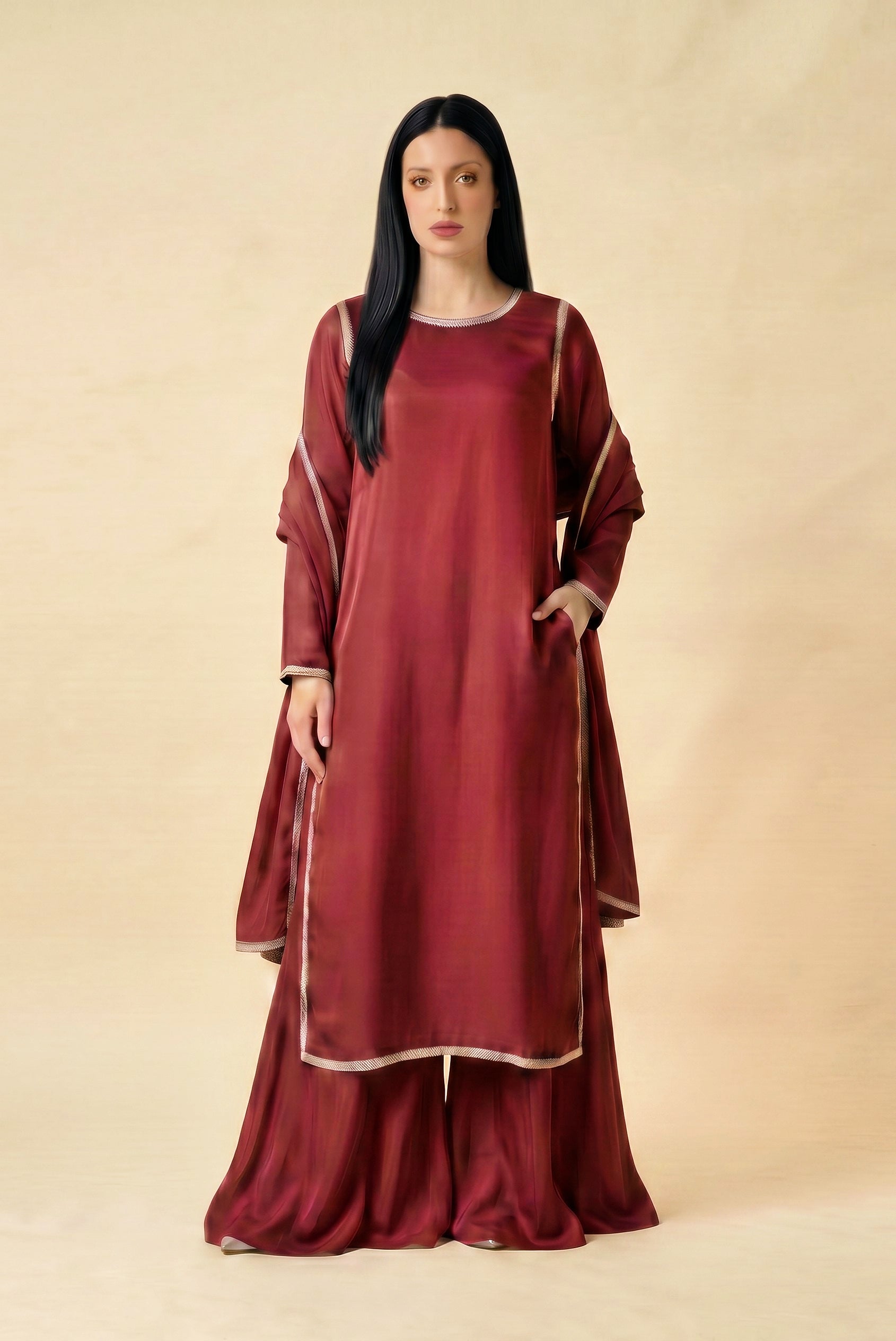 HANIA 3PC MAROON-EID DELIVERY