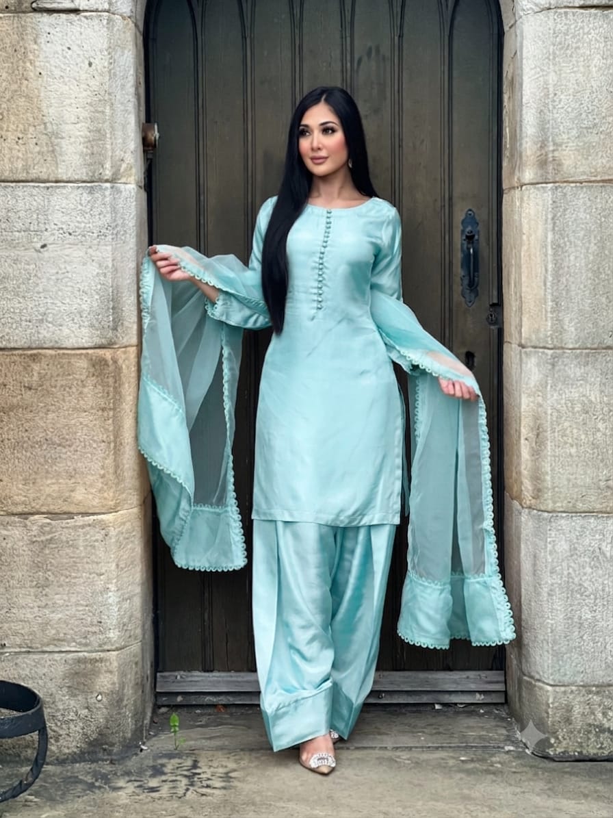 SKY BLUE 3PC FARSHI - IMMEDIATE DELIVERY