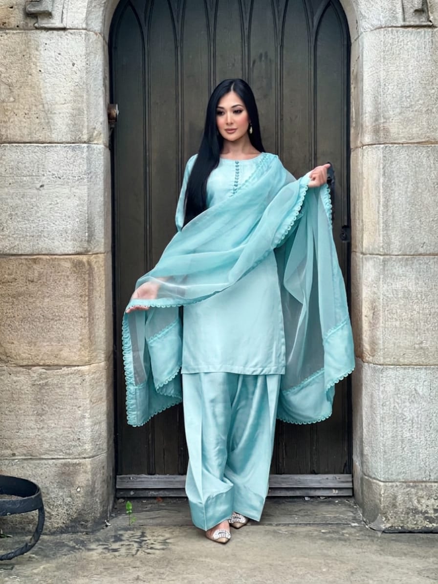 SKY BLUE 3PC FARSHI - DELIVERY 4 WEEKS