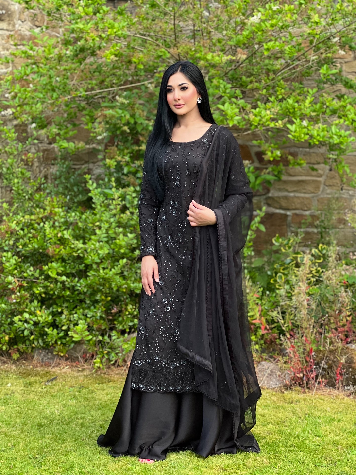 BLACK 3PC NET SHARARA - SPECIAL OFFER £75 -DELIVERY 6WKS