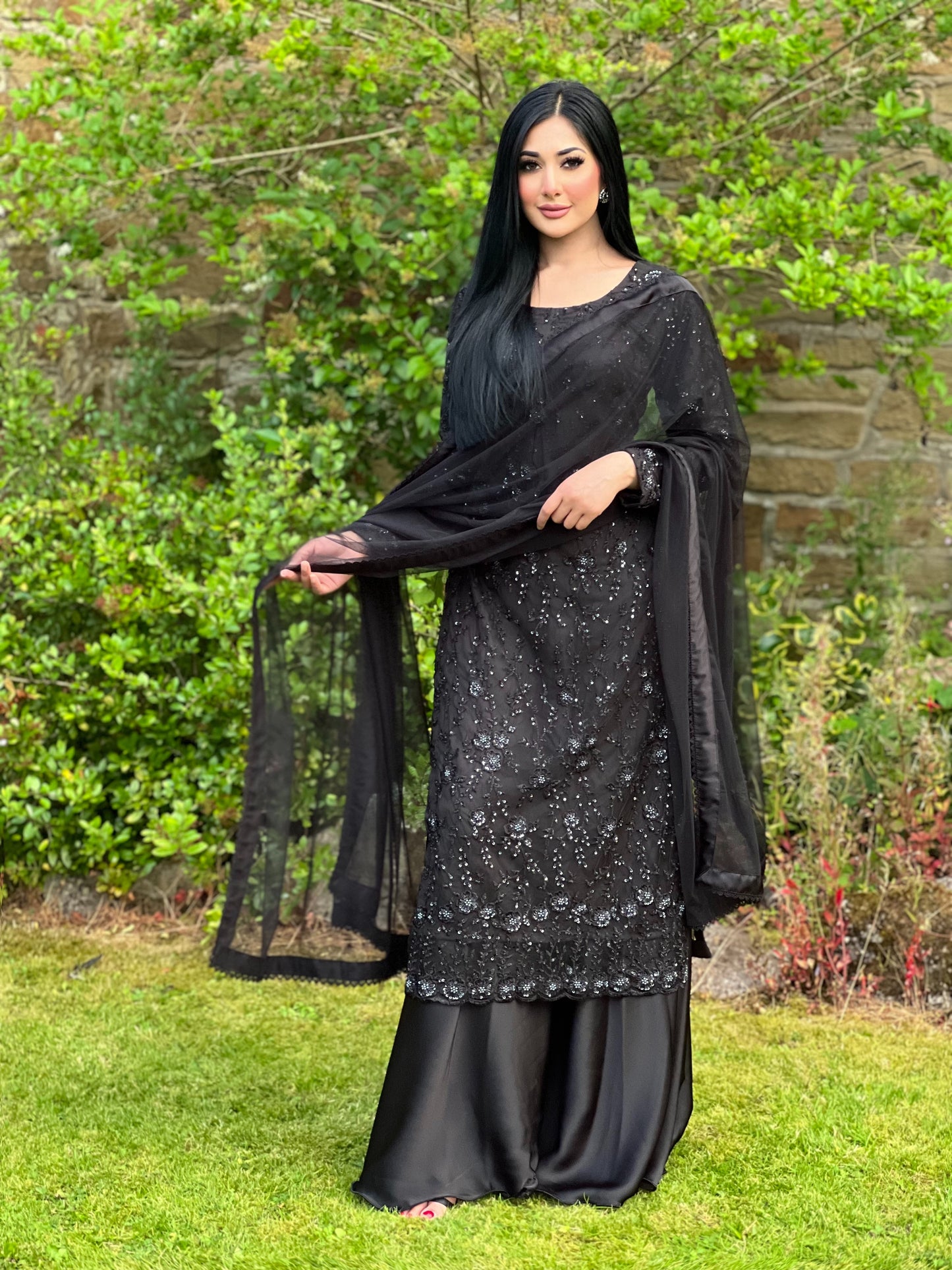 BLACK 3PC NET SHARARA - SPECIAL OFFER £75 -DELIVERY 6WKS