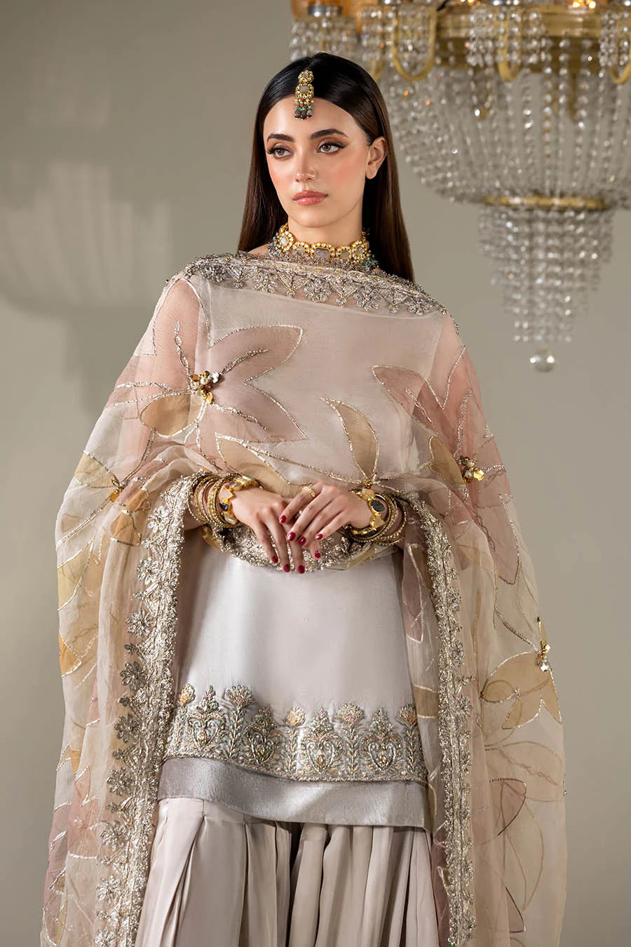 SILVER GREY 3PC SHARARA- 3/4 WEEKS DELIVERY