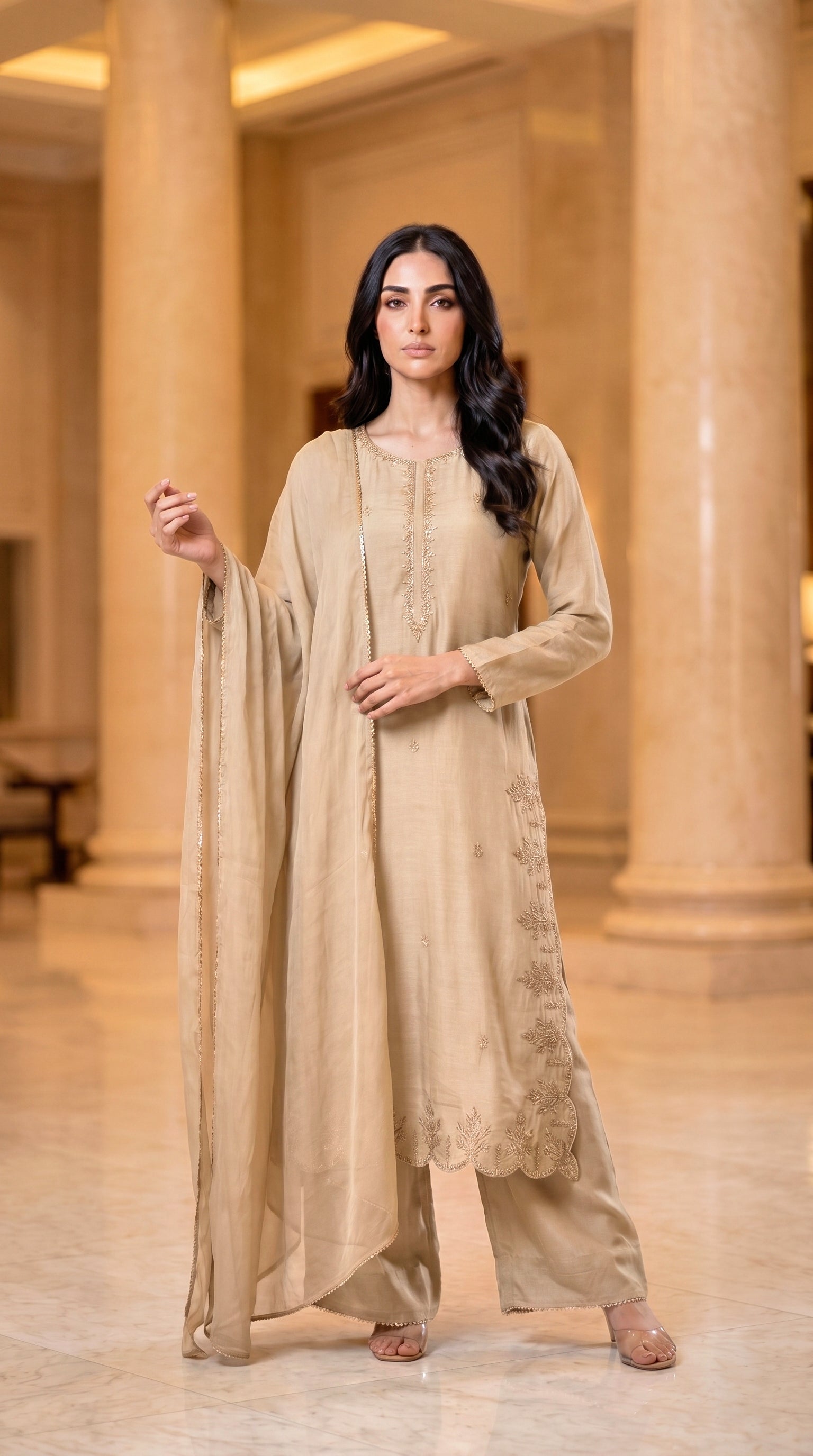 GOLD 3PC EMBROIDERED - NEXT DAY DELIVERY OPTION