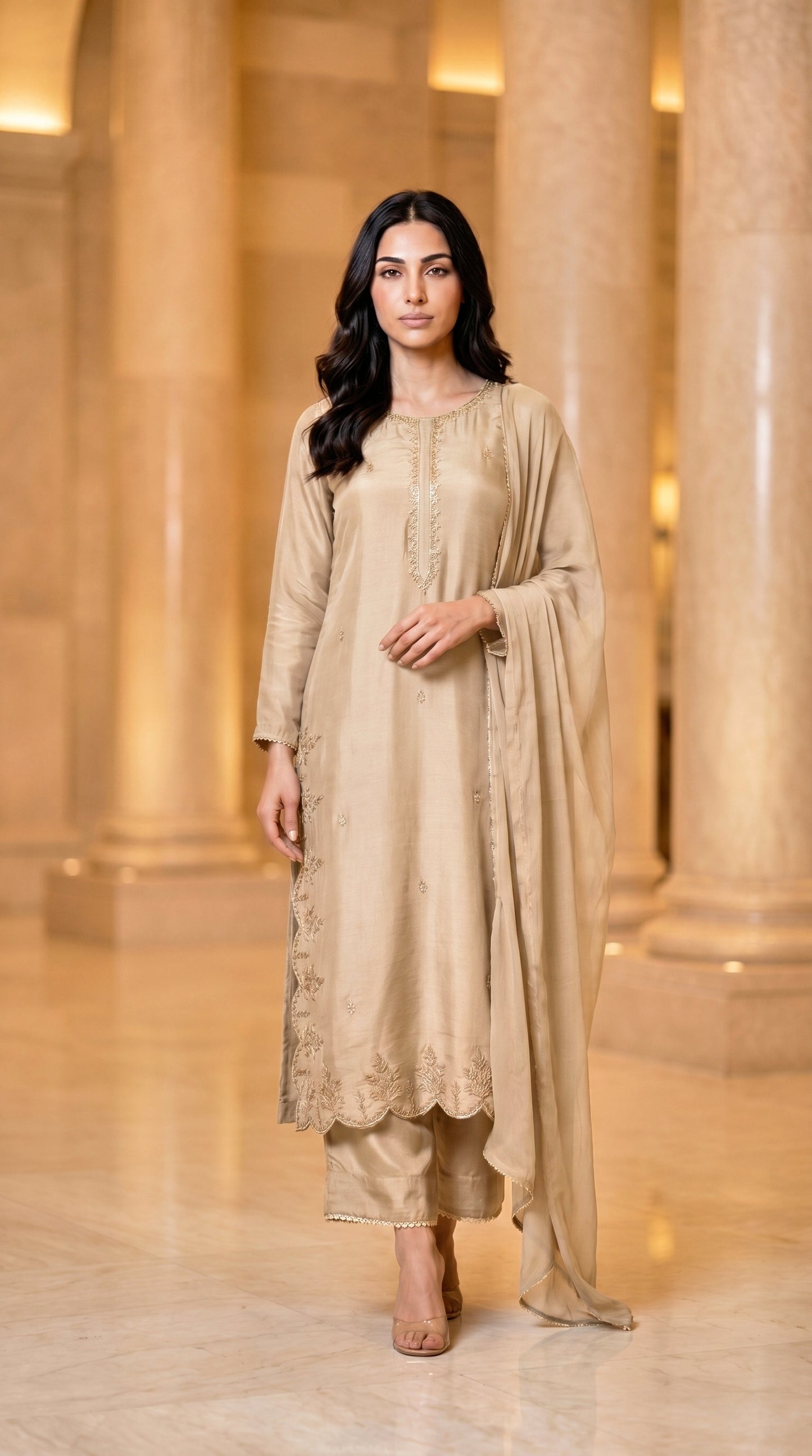 GOLD 3PC EMBROIDERED - NEXT DAY DELIVERY OPTION