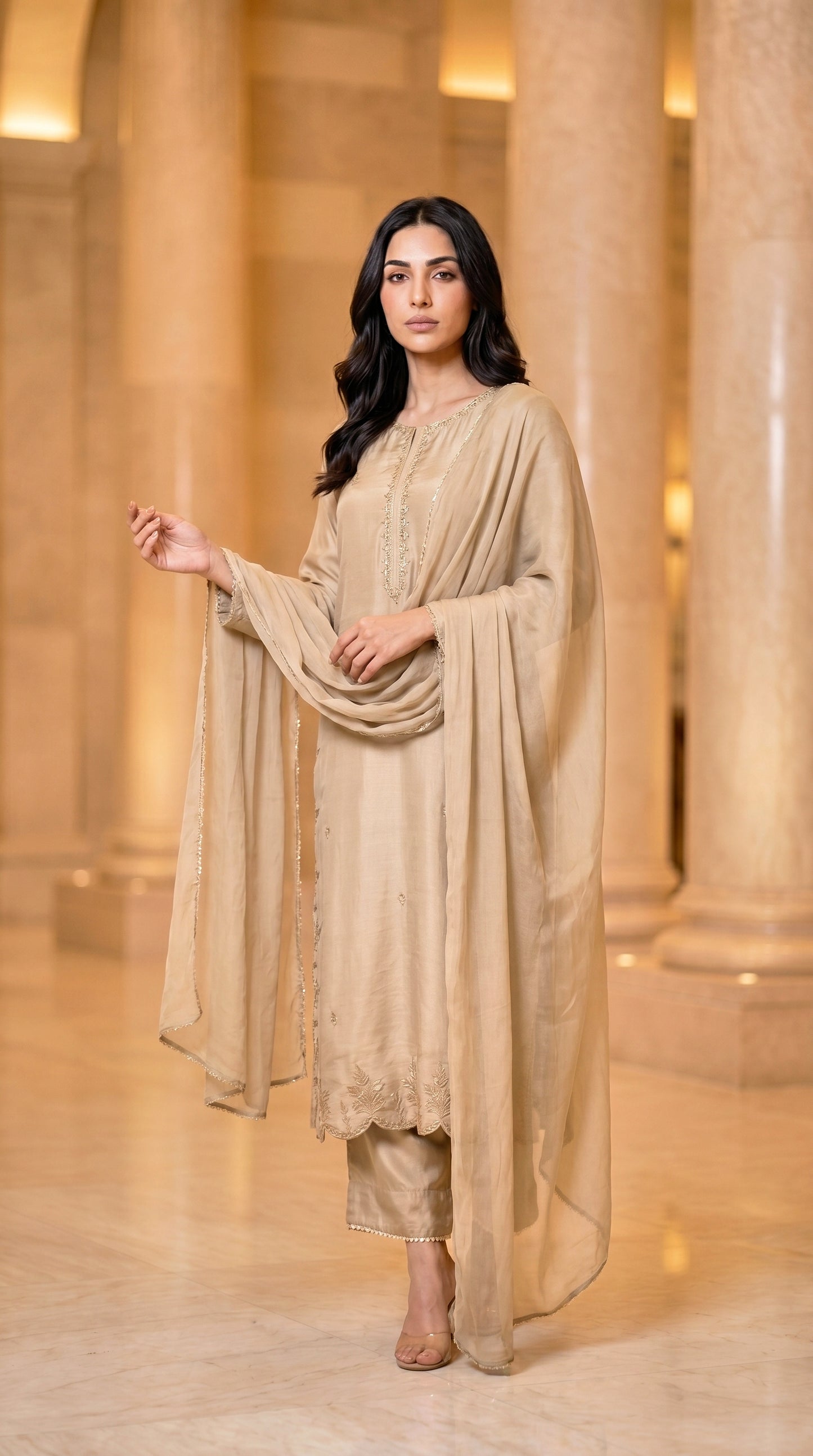GOLD 3PC EMBROIDERED - NEXT DAY DELIVERY OPTION
