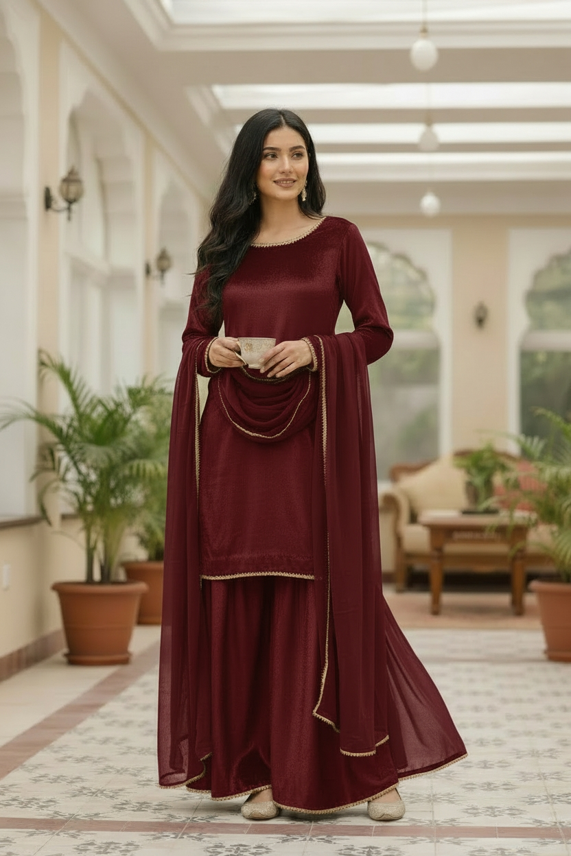 MAROON 3PC PLAZO-DELIVERY 1 WEEKS -LIMITED STOCK