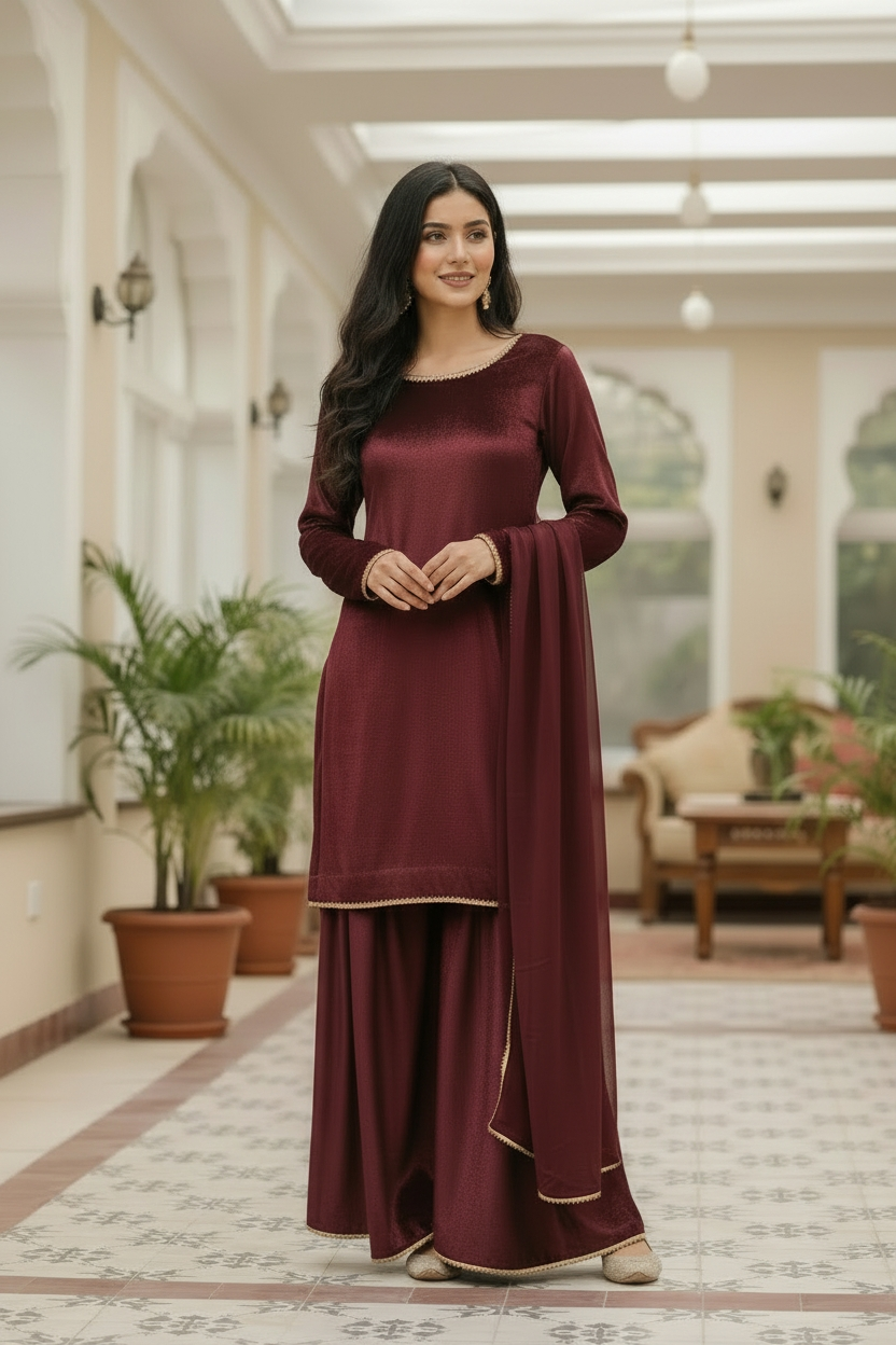 MAROON 3PC PLAZO-DELIVERY 1 WEEKS -LIMITED STOCK