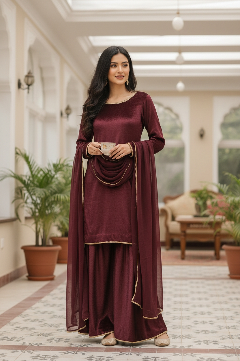 MAROON 3PC PLAZO-DELIVERY 1 WEEKS -LIMITED STOCK