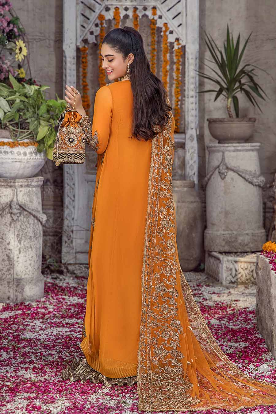 ORANGE/GOLD 3PC SHARARA-3/4 WKS DELIVERY