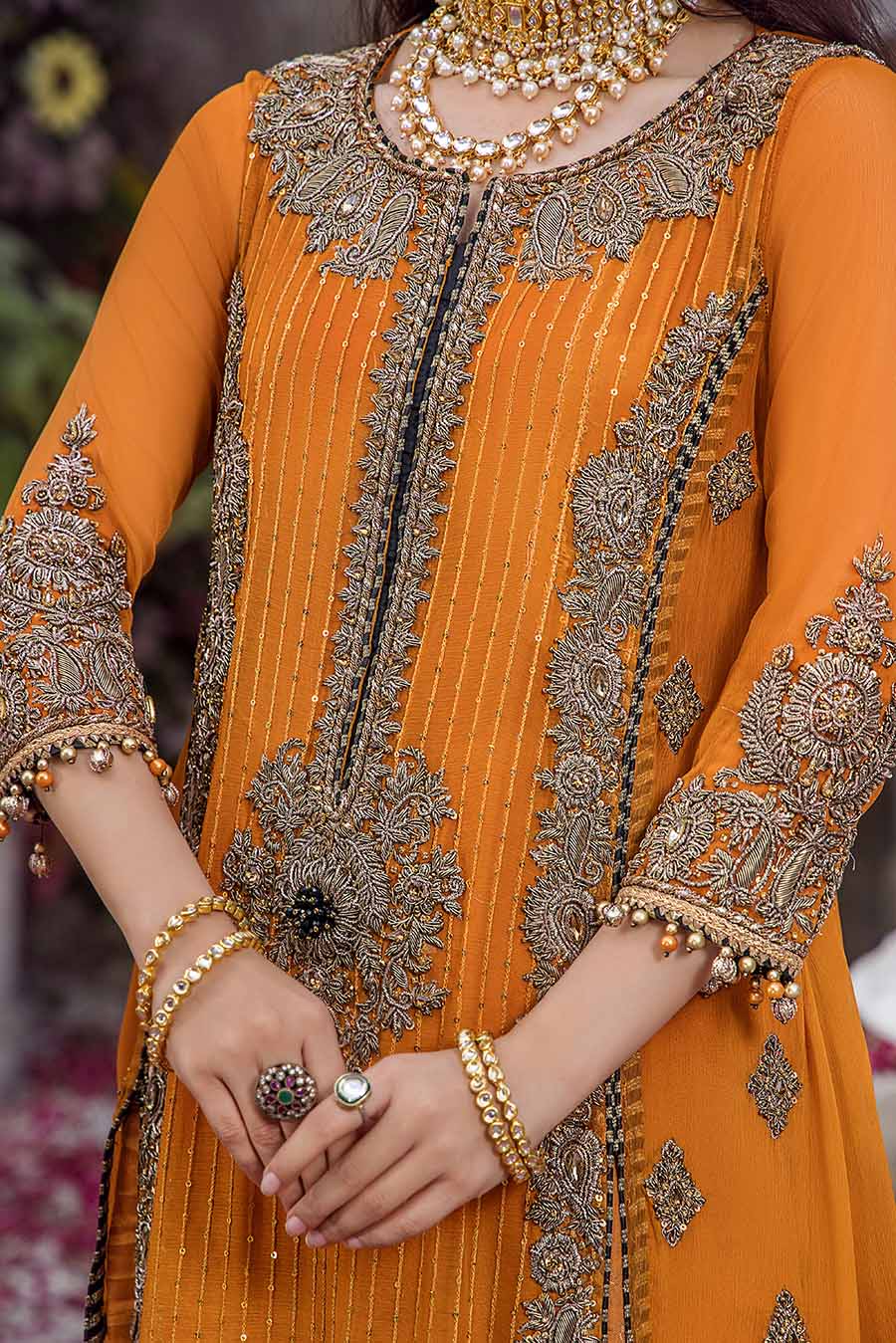 ORANGE/GOLD 3PC SHARARA-3/4 WKS DELIVERY