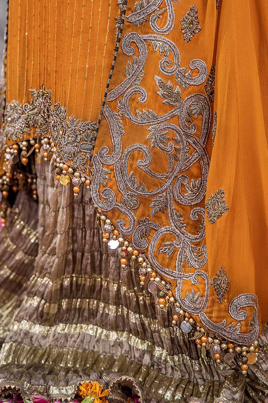 ORANGE/GOLD 3PC SHARARA-3/4 WKS DELIVERY