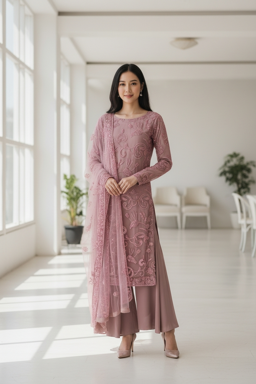 DUSKY PIN 3PC SHARARA- IMMEDIDATE DELIVERY