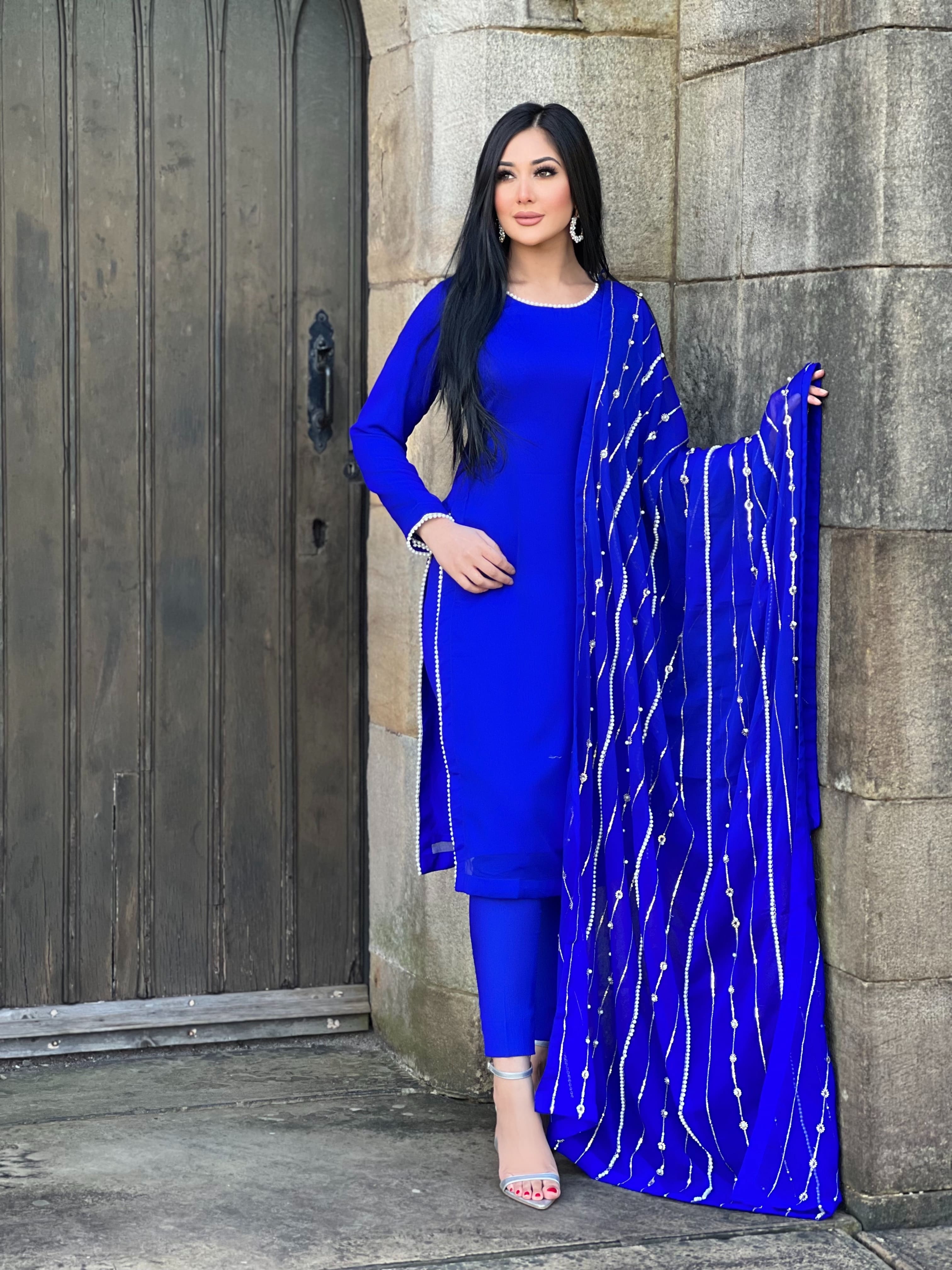 ROYAL BLUE PEARL 3PC - IMMEDIATE DELIVERY