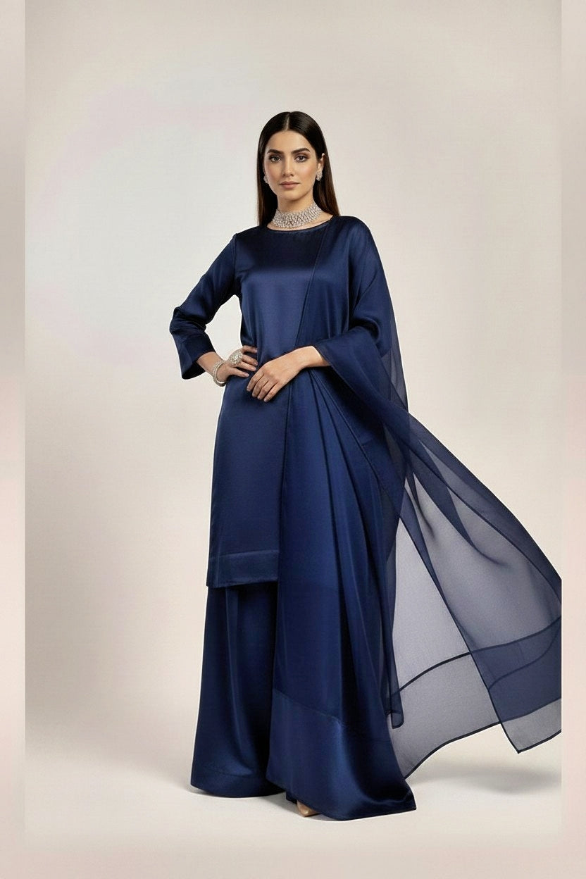 NAVY 3PC SILK -4 weeks delivery