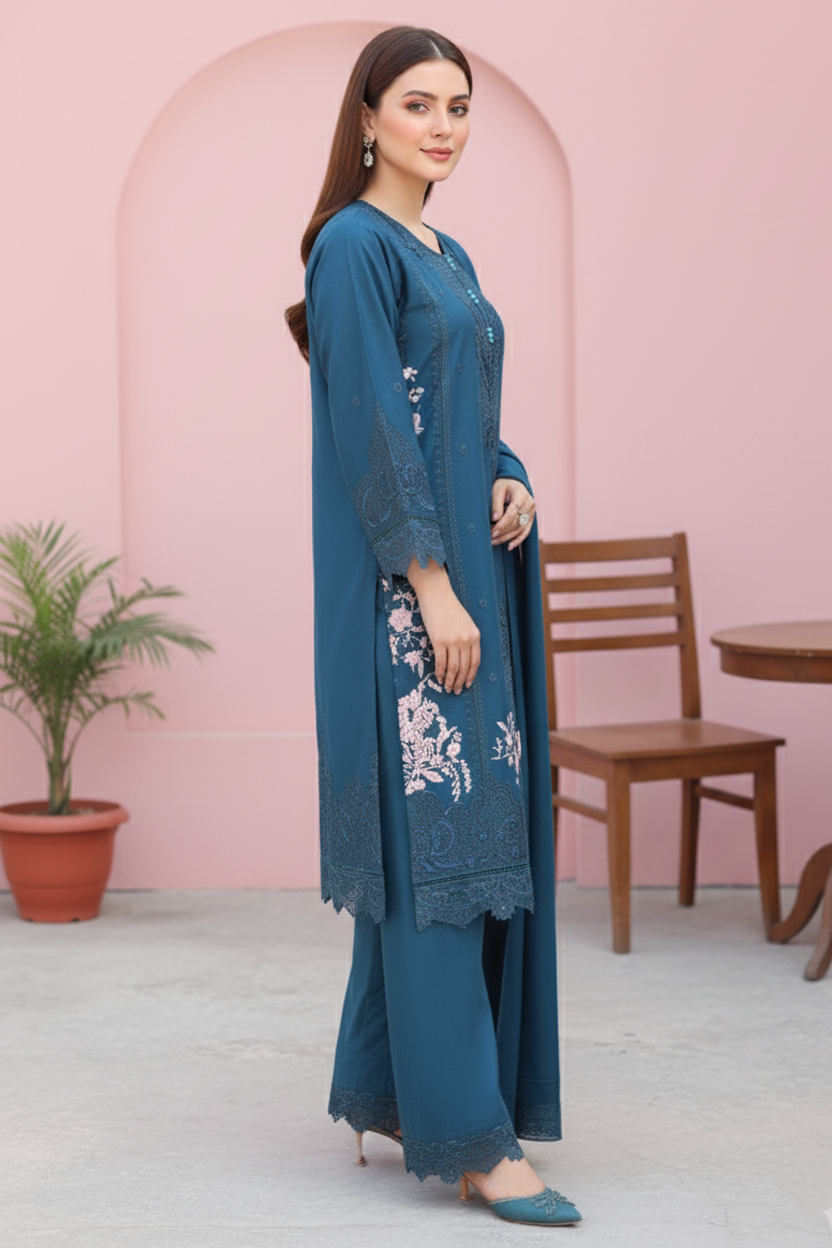 IZZZA 3PC EMBROIDERED WINTER WEAR-DELIVERY 1 WK