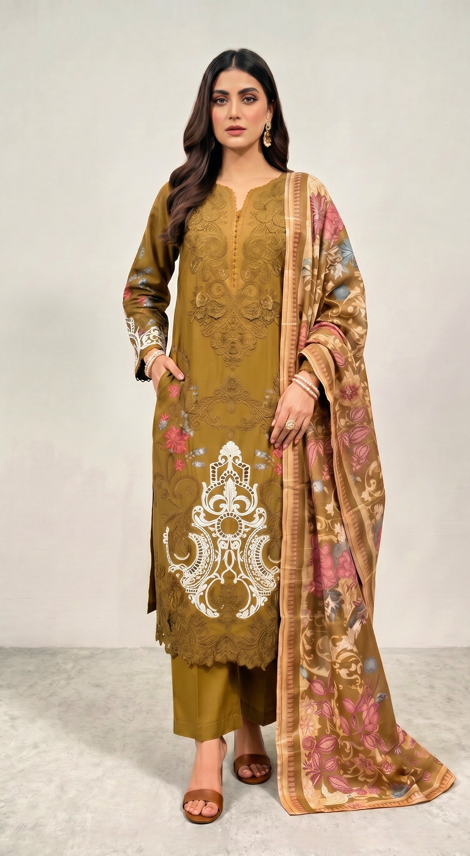 MUSTARD 3PC SUMMER FORMAL-NEXT DAY DELIVERY OPTION