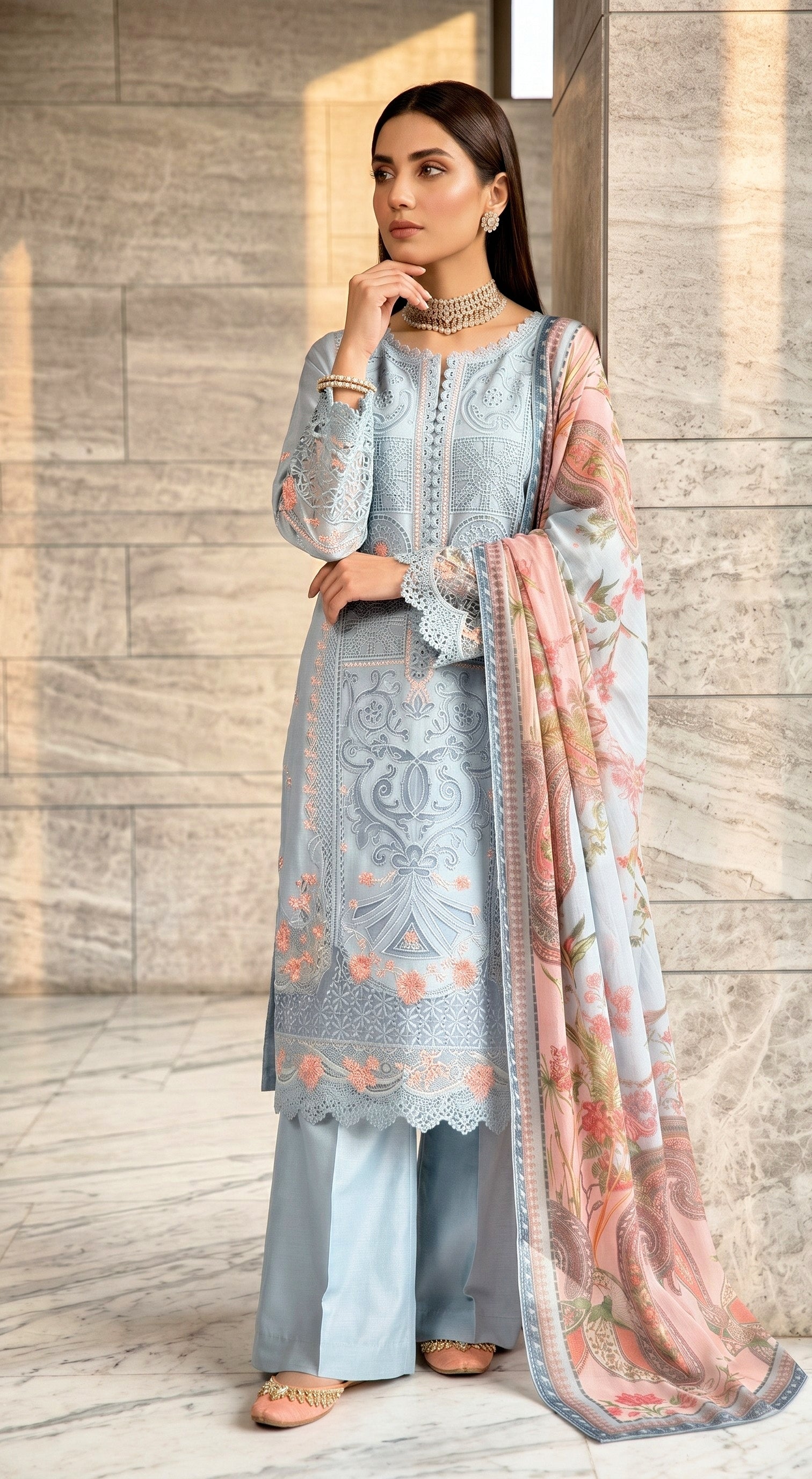 SKY BLUE 3PC SUMMER FORMAL-NEXT DAY DELIVERY OPTION