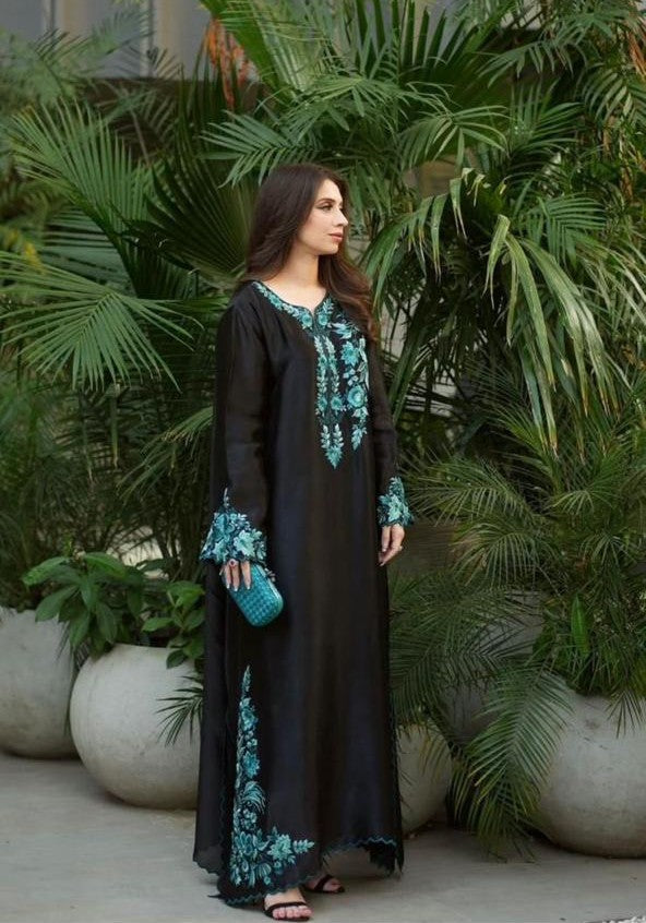 EMBROIDERED 3PC KAFTAN BLACK - NEXT DAY DELIVERY OPTION