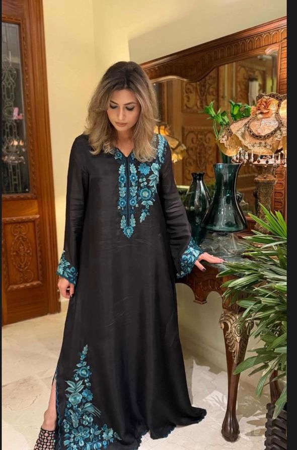 EMBROIDERED 3PC KAFTAN BLACK - NEXT DAY DELIVERY OPTION