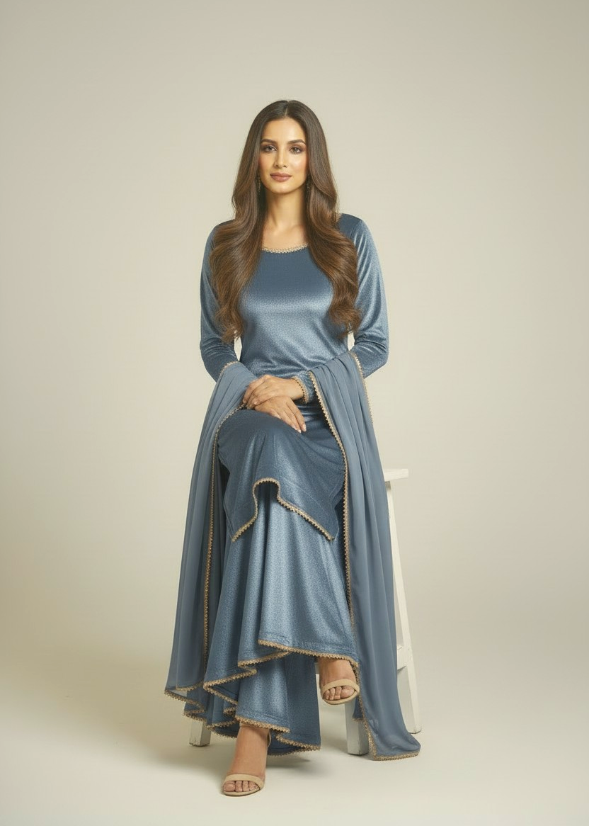 BLUEY GREY 3PC PLAZO-DELIVERY 2 WEEKS-LIMITED STOCK