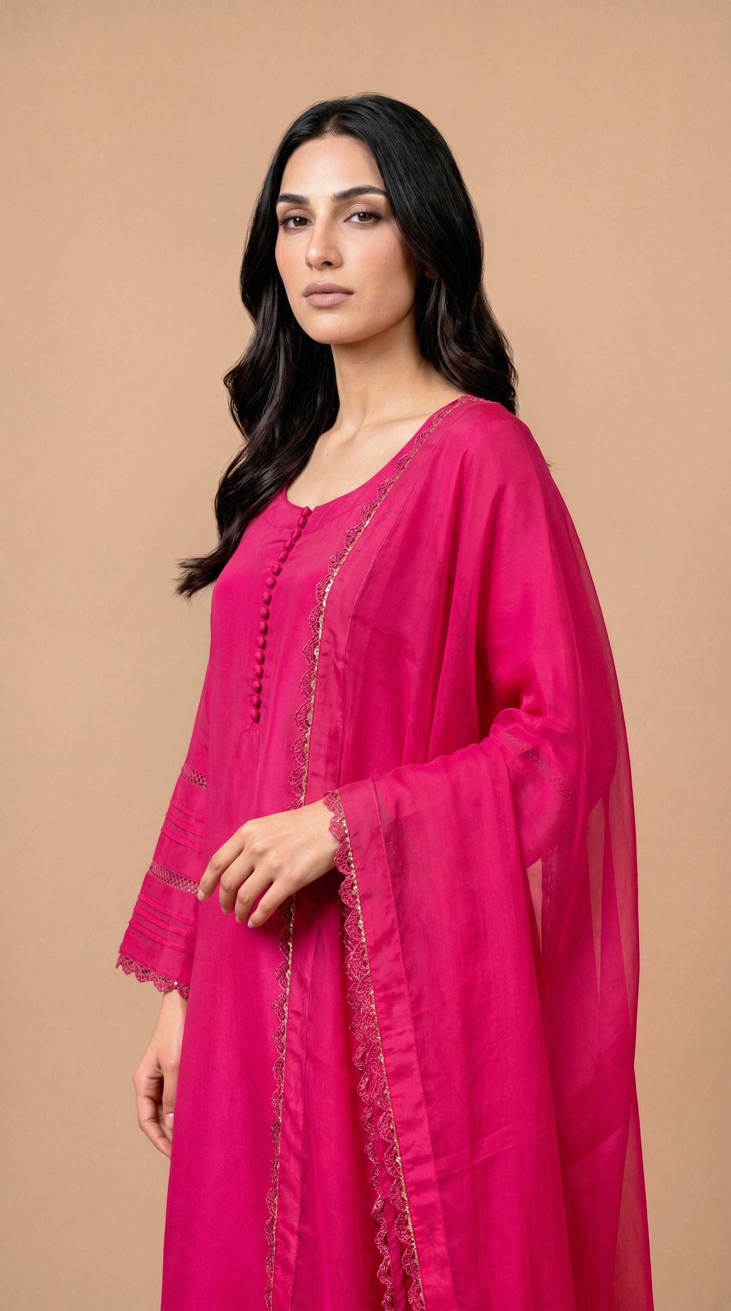 HOT PINK 3PC LONG SHIRT - 3/4 WEEKS DELIVERY