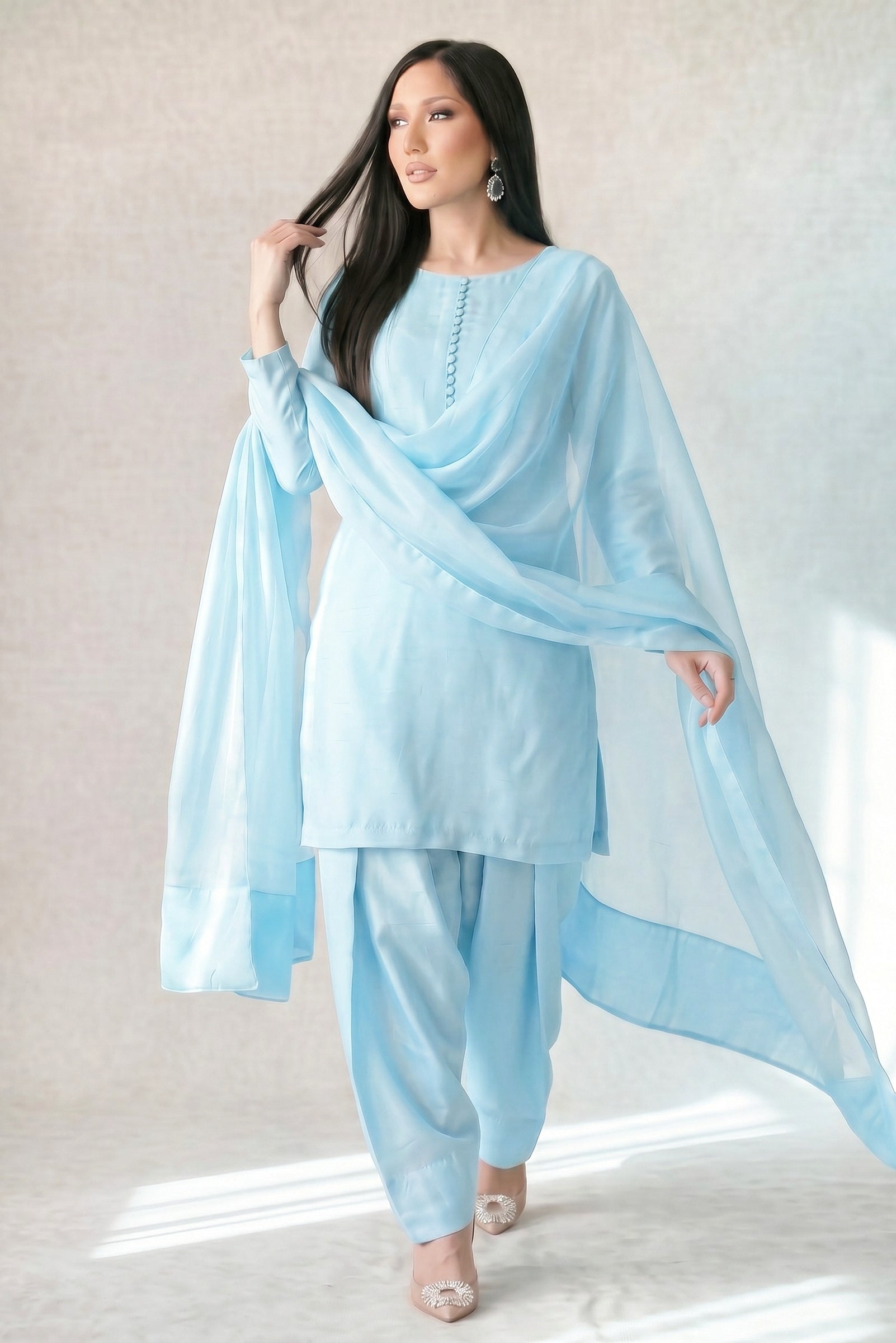 SKY BLUE 3PC FARSHI - 3/4 WEEKS DELIVERY