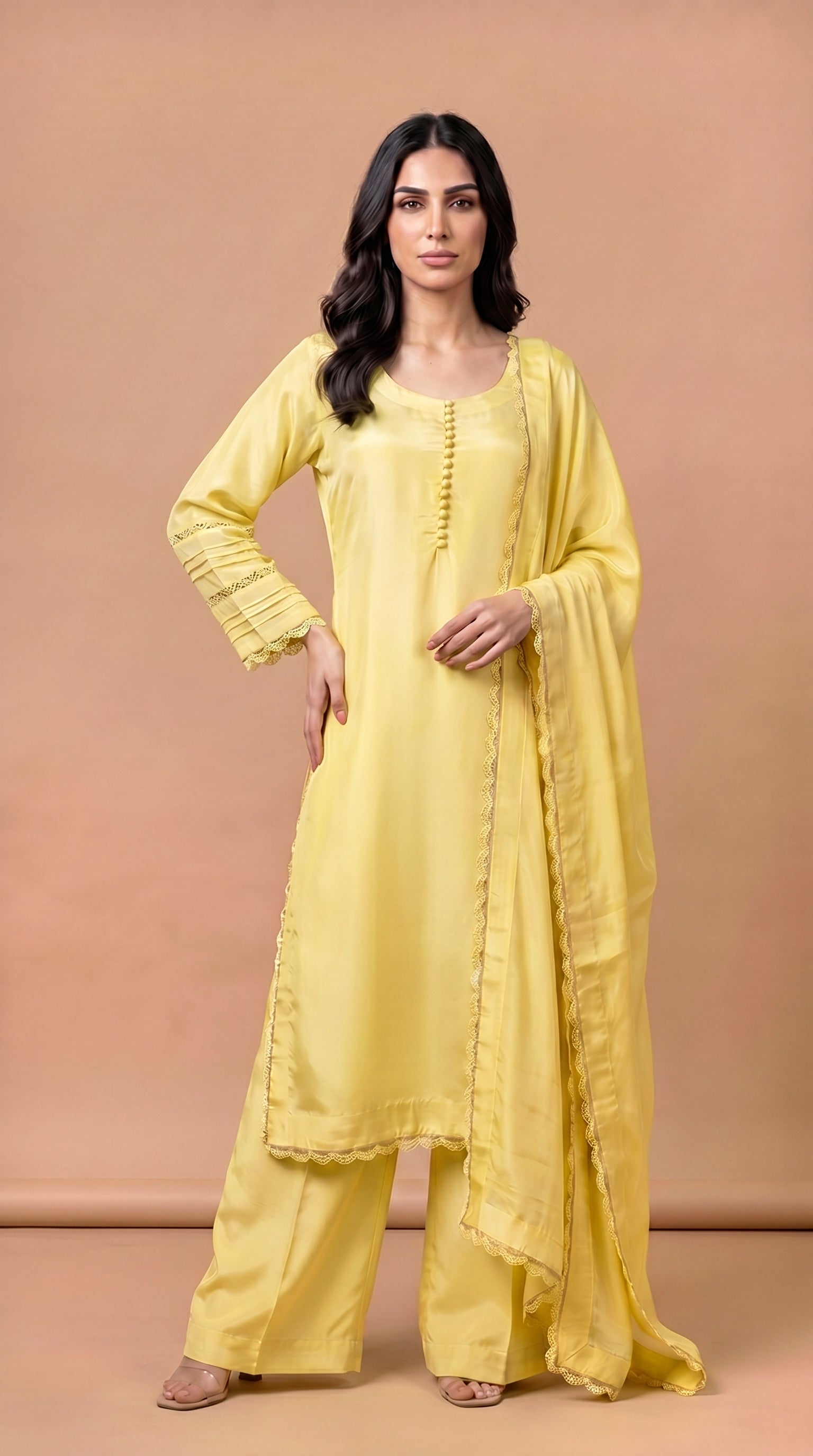 YELLOW 3PC LONG SHIRT - 3/4 WEEKS DELIVERY