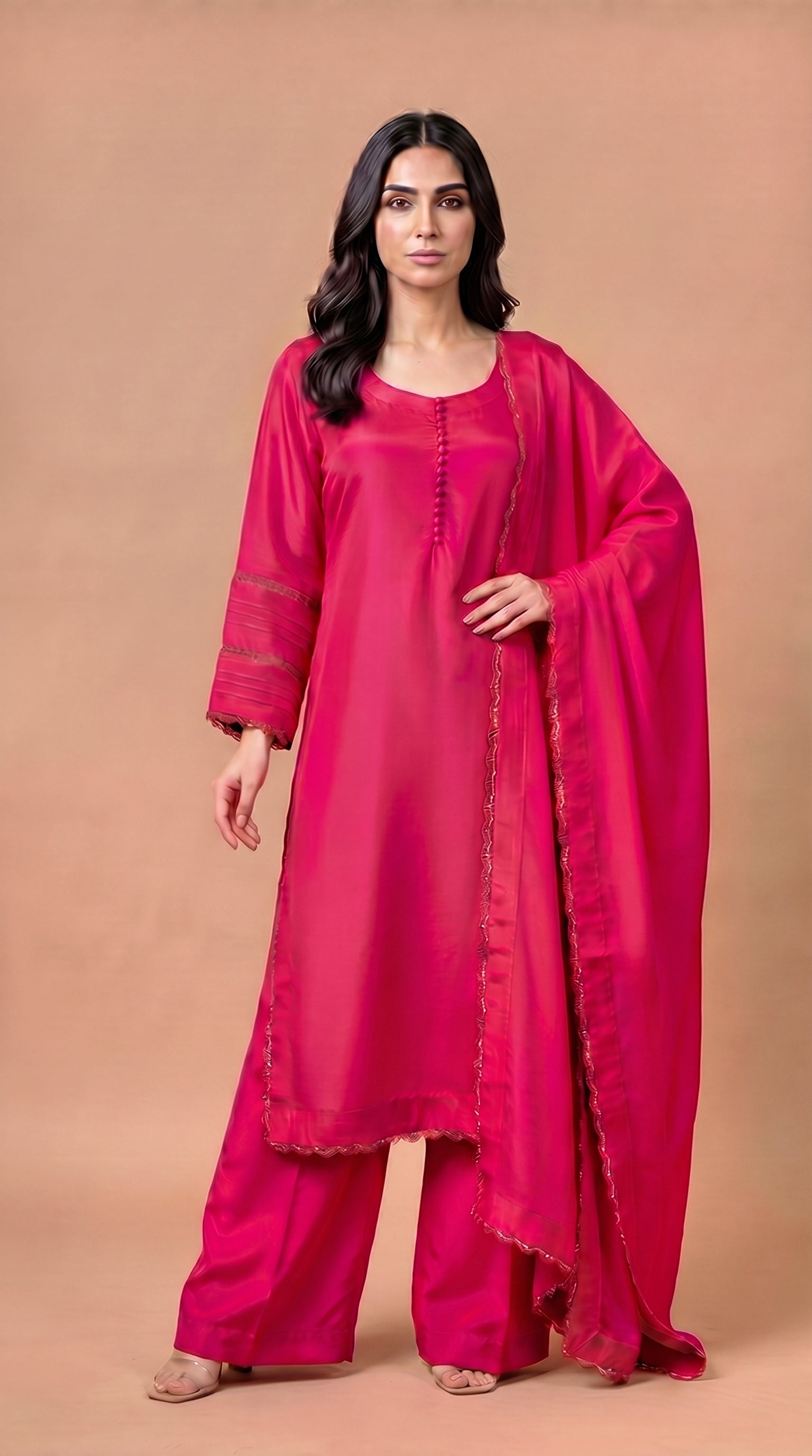 HOT PINK 3PC LONG SHIRT - 3/4 WEEKS DELIVERY