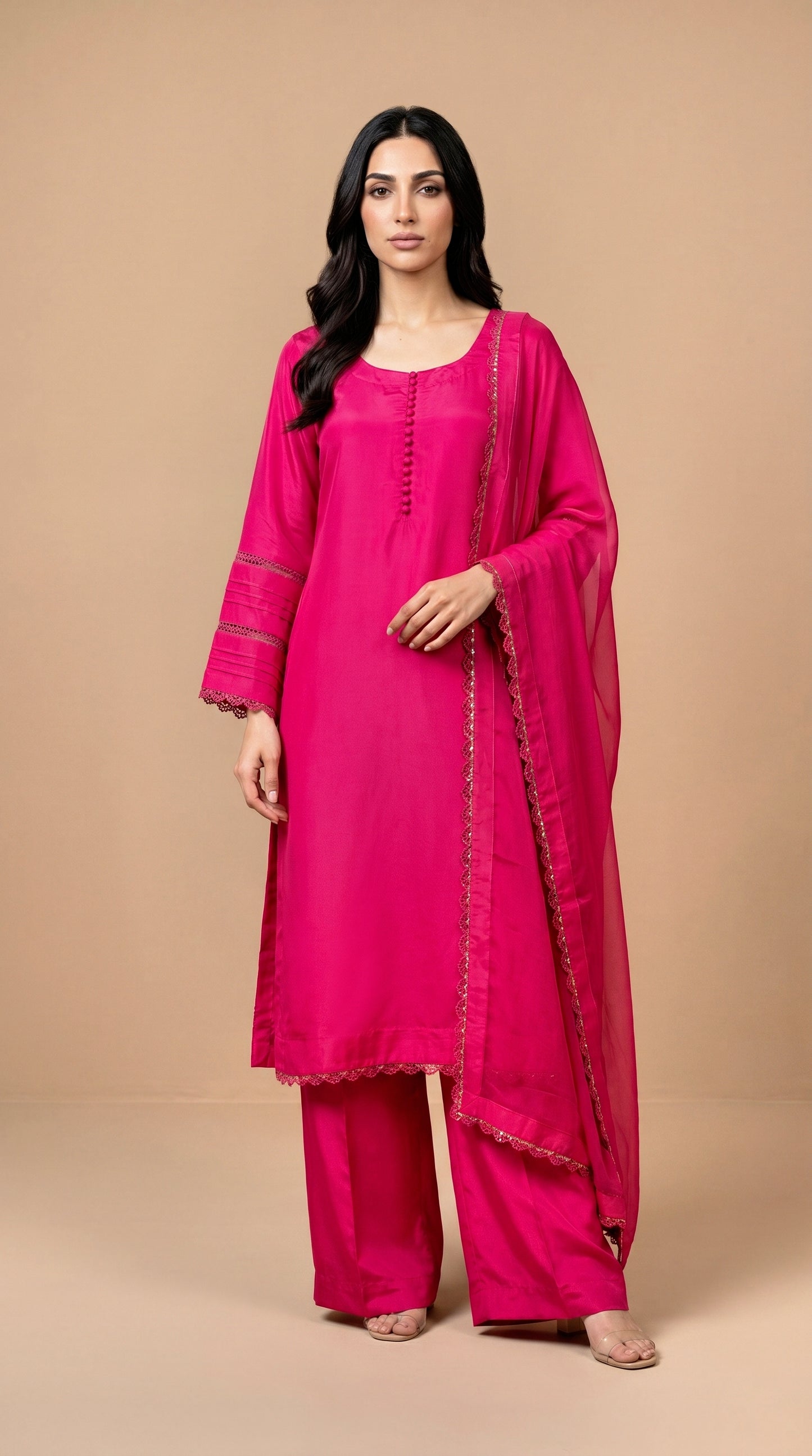 HOT PINK 3PC LONG SHIRT - 3/4 WEEKS DELIVERY
