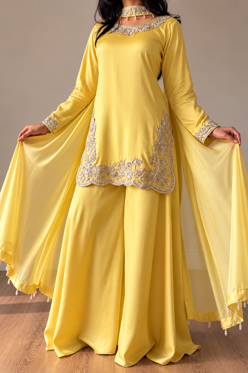SHARARA 3PC EMBROIDERED-9 COLOURS- 4/6 WEEKS DELIVERY