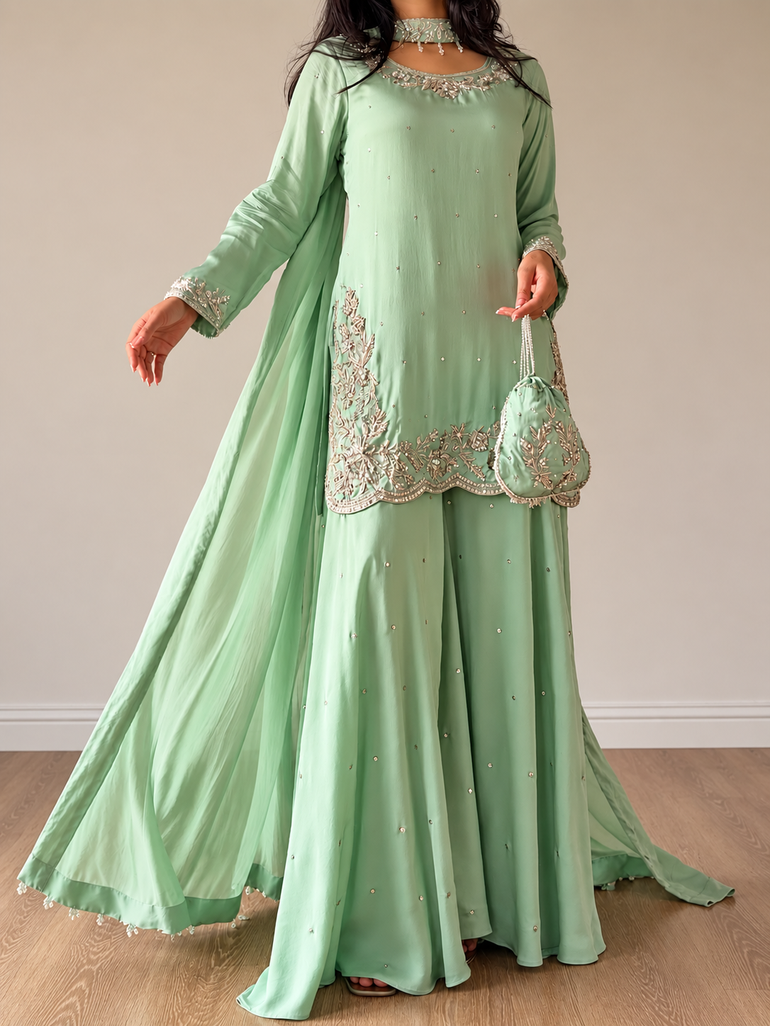 SHARARA 3PC EMBROIDERED-9 COLOURS- 4/6 WEEKS DELIVERY