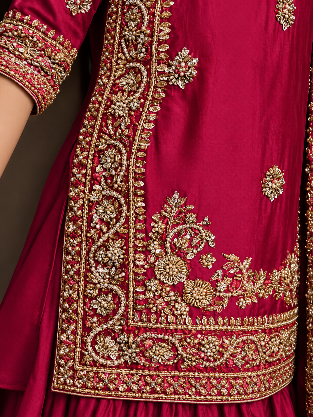 GHARARA 3PC EMBROIDERED-2 COLOUR OPTIONS-DELIVERY 6 WEEKS