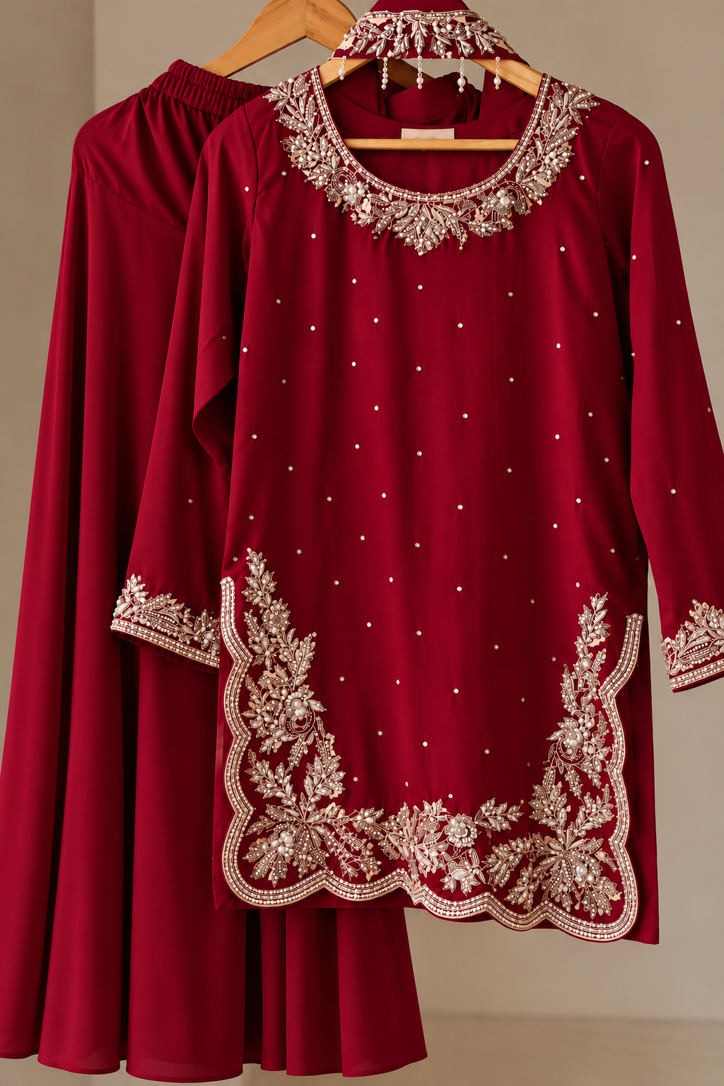 3PC SHARARA EMBROIDERED-DELIVERY4/6 WEEKS