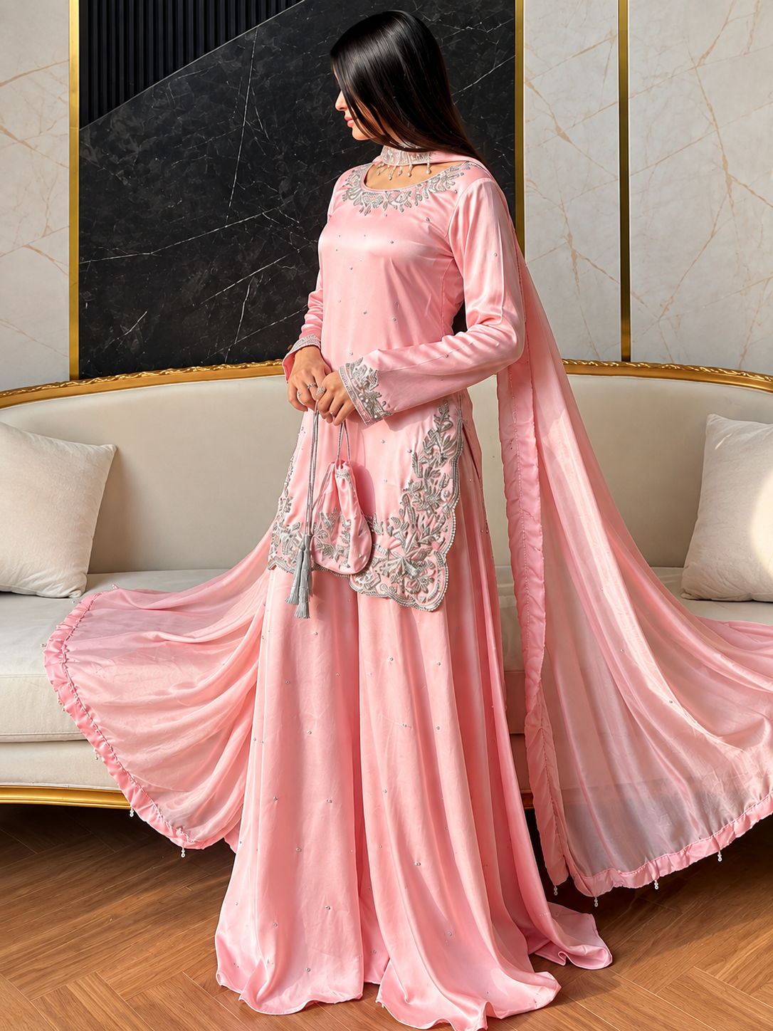 SHARARA 3PC EMBROIDERED-9 COLOURS- 4/6 WEEKS DELIVERY