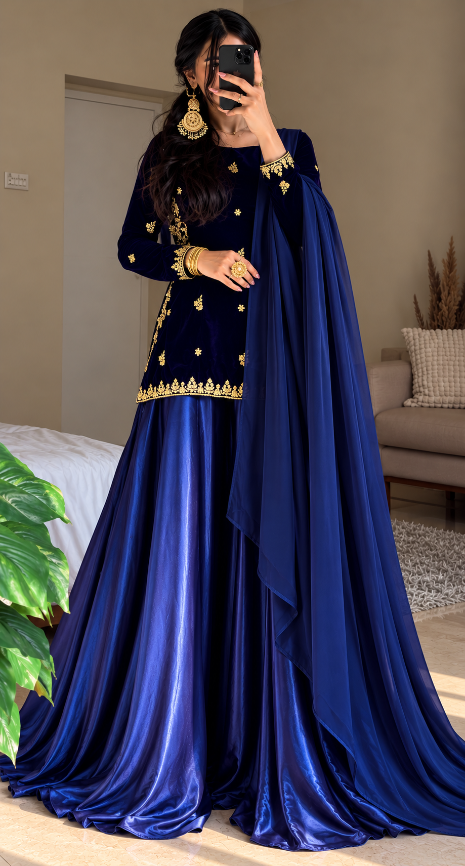 SHARARA 3PC VELVET EMBROIDERED - 6 COLOURS - 4/6 WEEKS DELIVERY