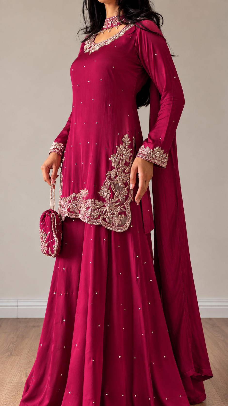 SHARARA 3PC EMBROIDERED-9 COLOURS- 4/6 WEEKS DELIVERY