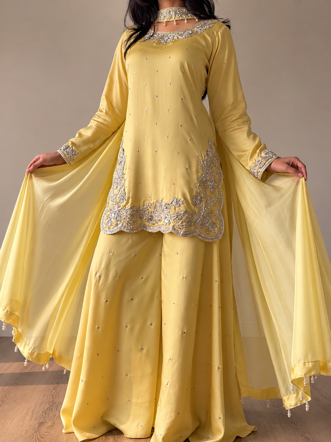 SHARARA 3PC EMBROIDERED-9 COLOURS- 4/6 WEEKS DELIVERY
