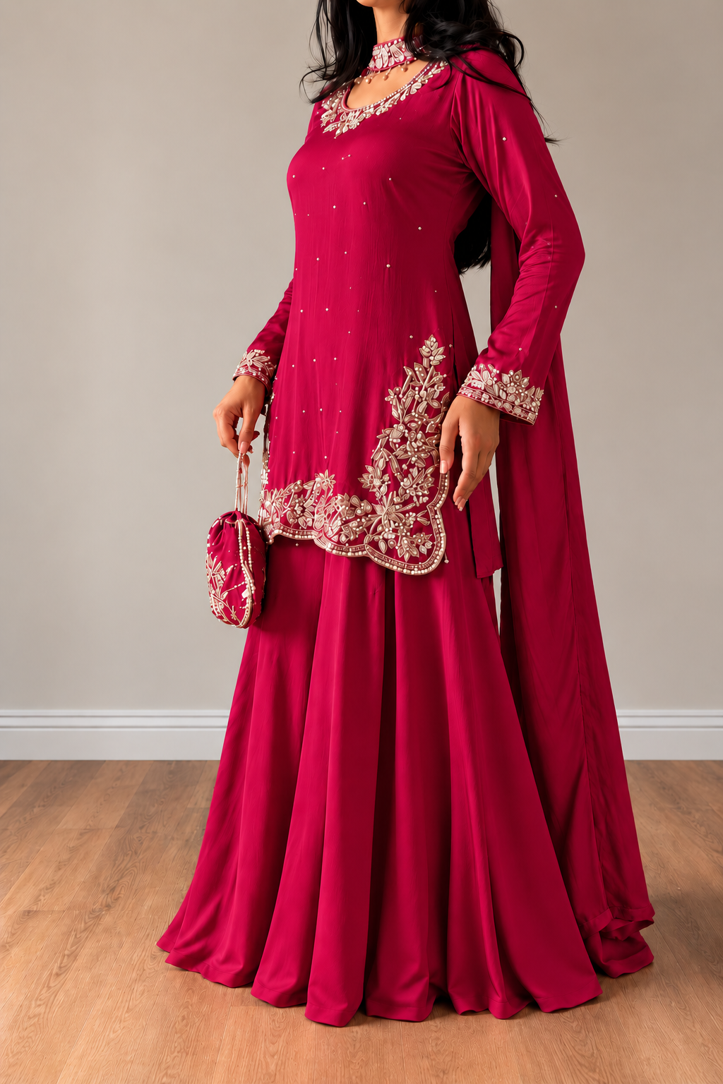 SHARARA 3PC EMBROIDERED-9 COLOURS- 4/6 WEEKS DELIVERY