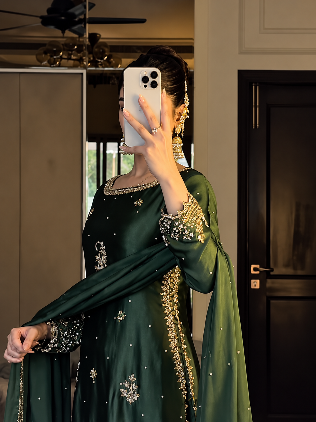SHARARA 3PC SAGE PURE SILK- DELIVERY 4/6 WEEKS