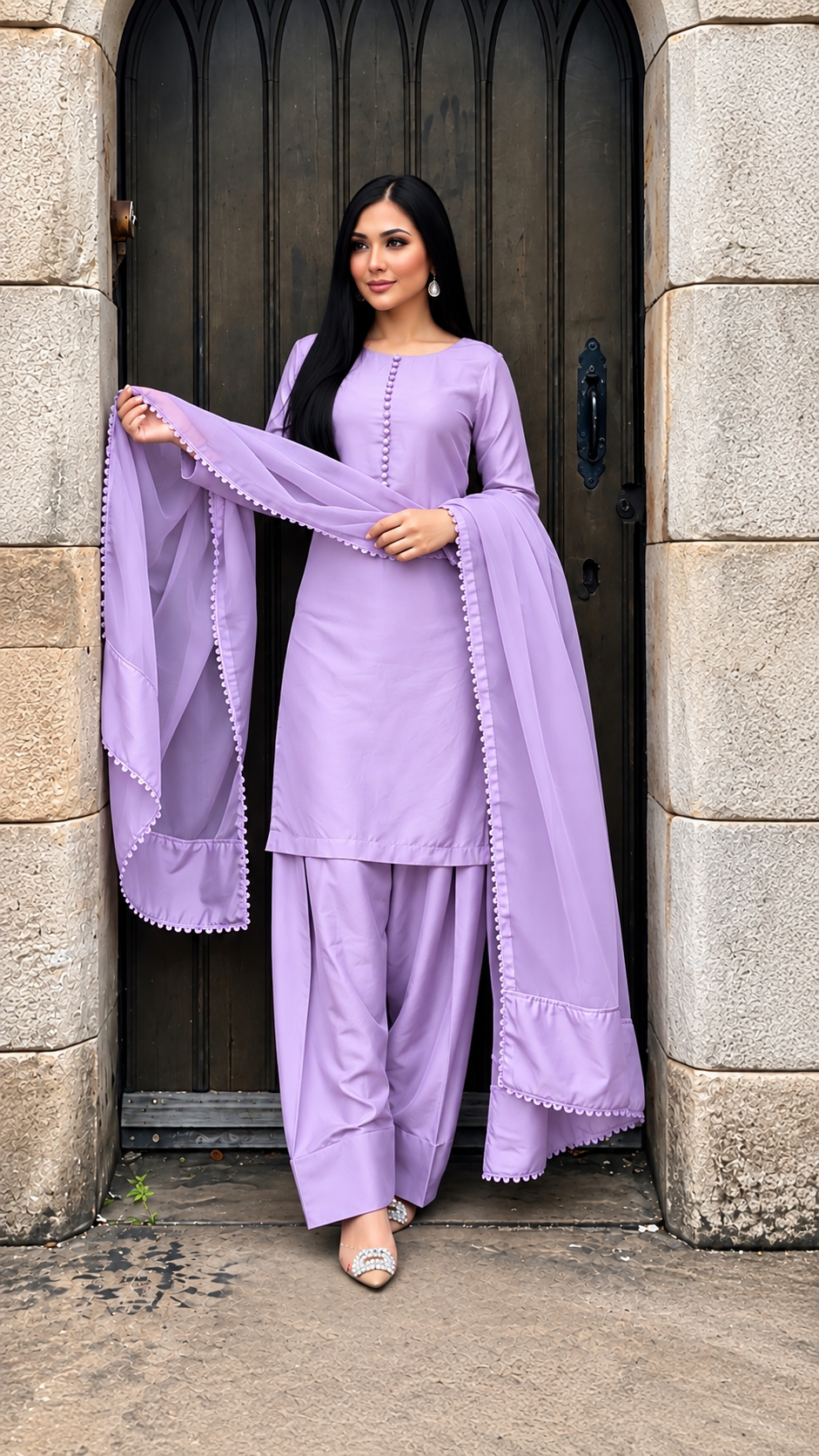 FARSHI SALWAR 3PC LILAC-NEXT DAY DELIVERY OPTION