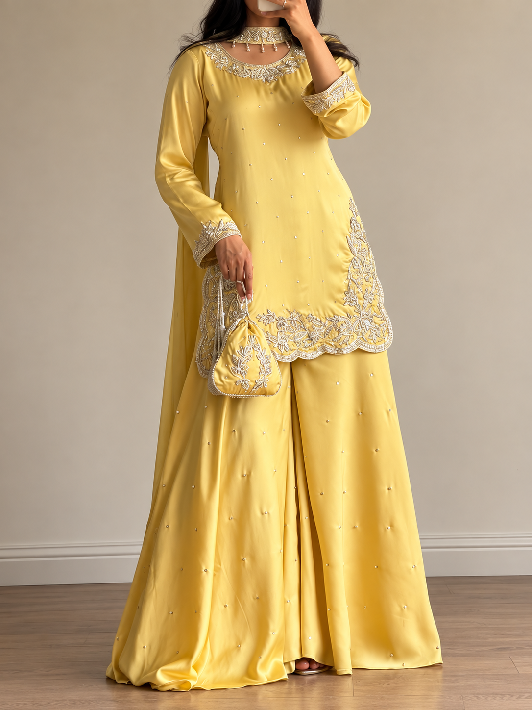 SHARARA 3PC EMBROIDERED-9 COLOURS- 4/6 WEEKS DELIVERY