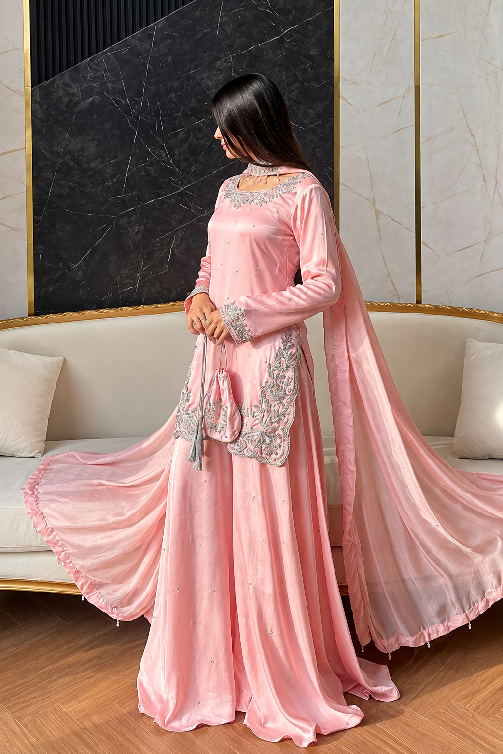 SHARARA 3PC EMBROIDERED-9 COLOURS- 4/6 WEEKS DELIVERY