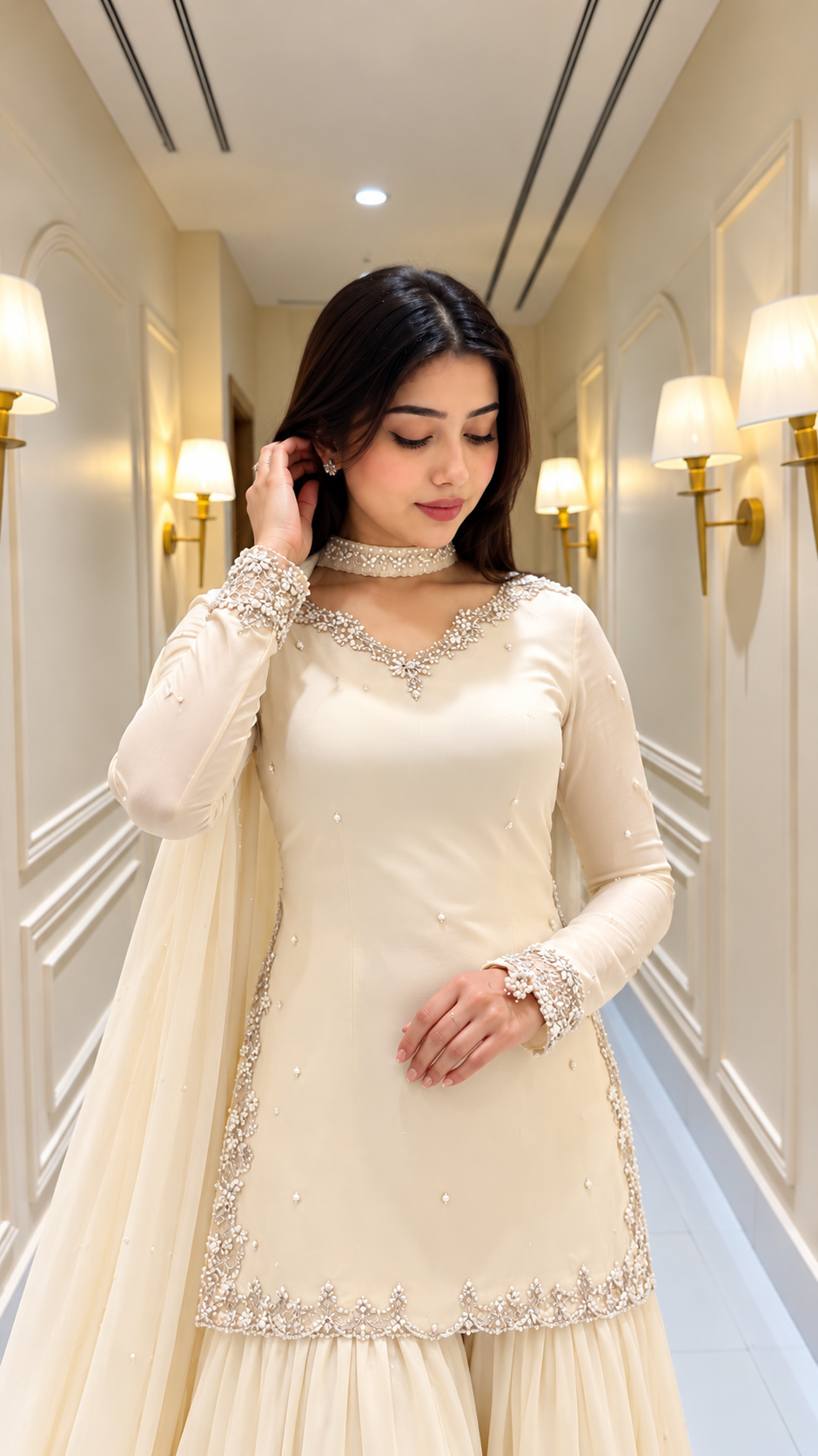 SHARARA 3PC CHIFFON EMBROIDERED-DELIVERY 4/6 WKS