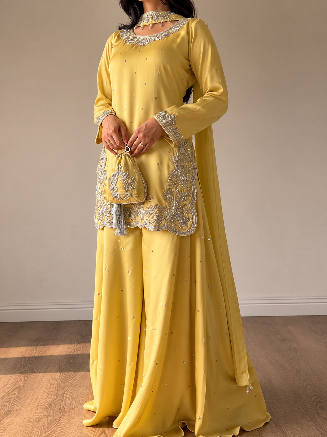 SHARARA 3PC EMBROIDERED-9 COLOURS- 4/6 WEEKS DELIVERY