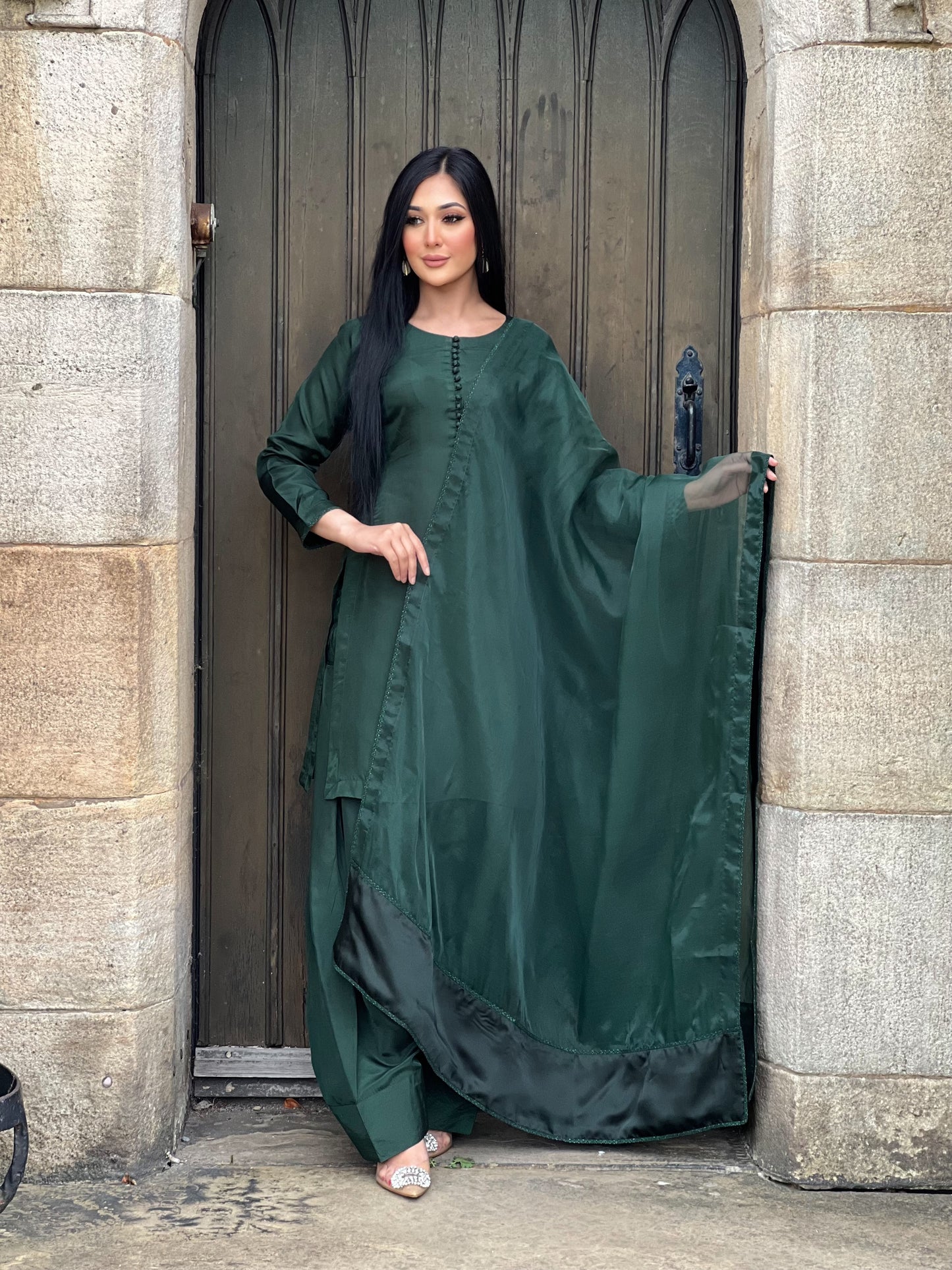 GREEN 3PC FARSHI - PRE ORDER DELIVERY 3 WEEKS