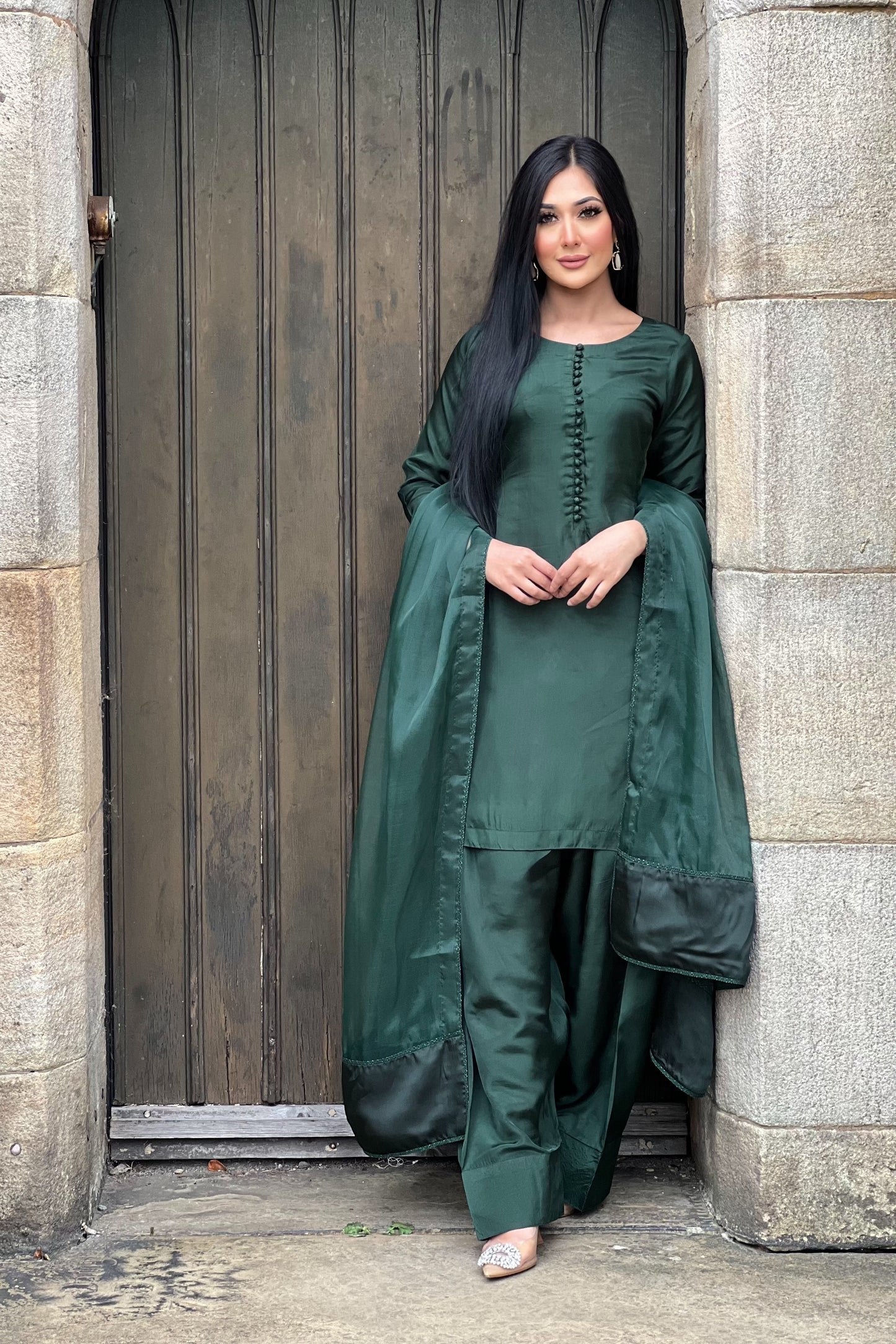 GREEN 3PC FARSHI - PRE ORDER DELIVERY 3 WEEKS