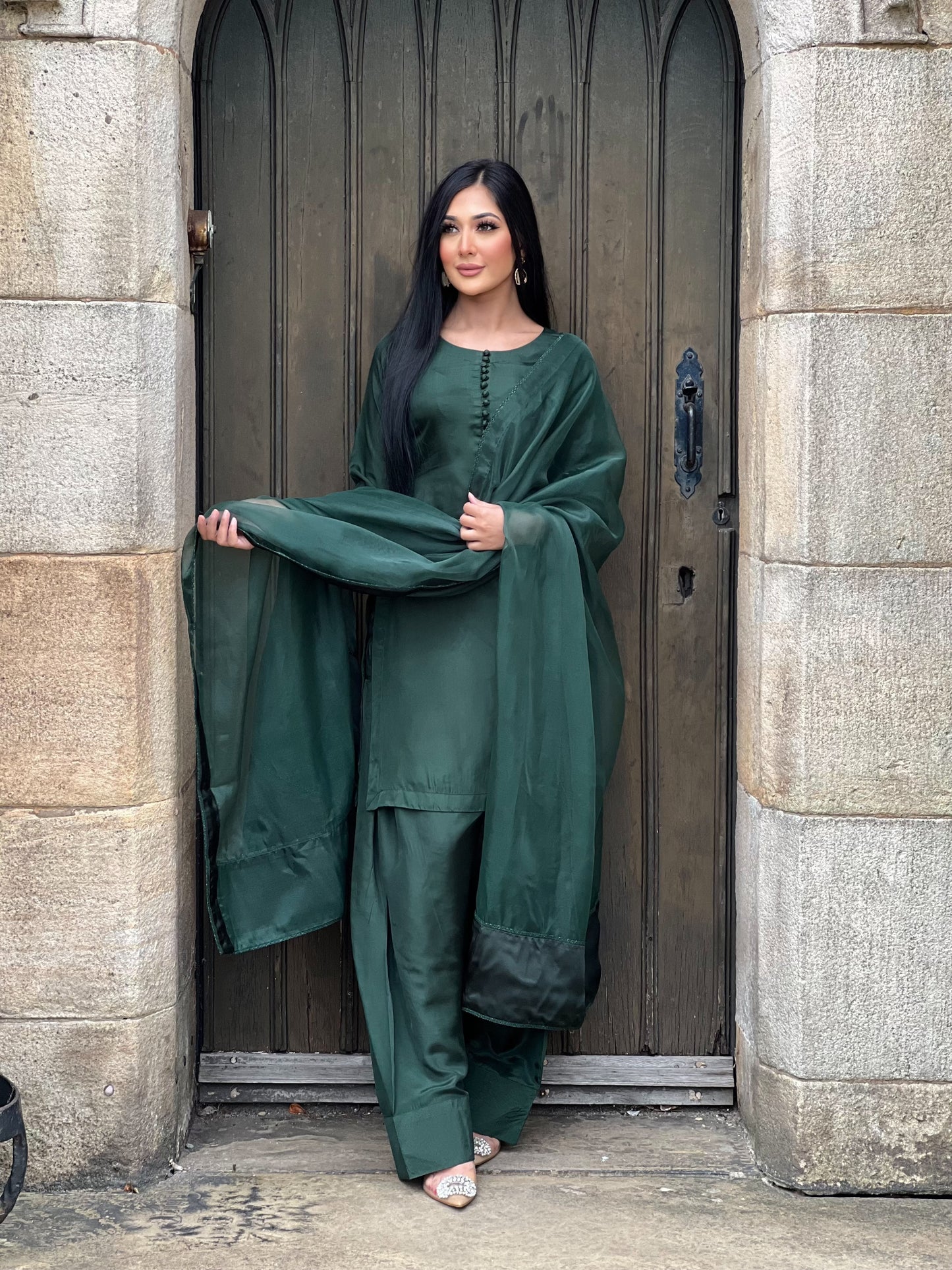 GREEN 3PC FARSHI - PRE ORDER DELIVERY 3 WEEKS