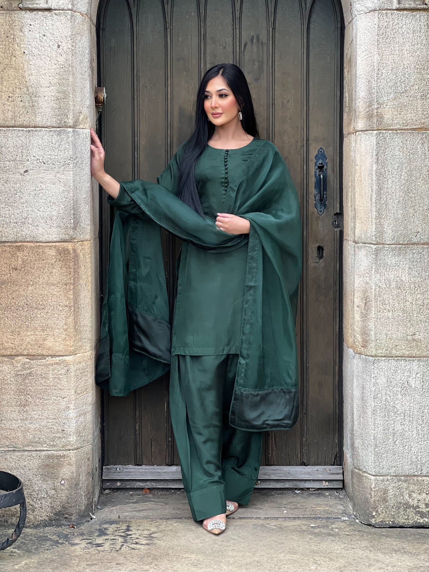 GREEN 3PC FARSHI - PRE ORDER DELIVERY 3 WEEKS