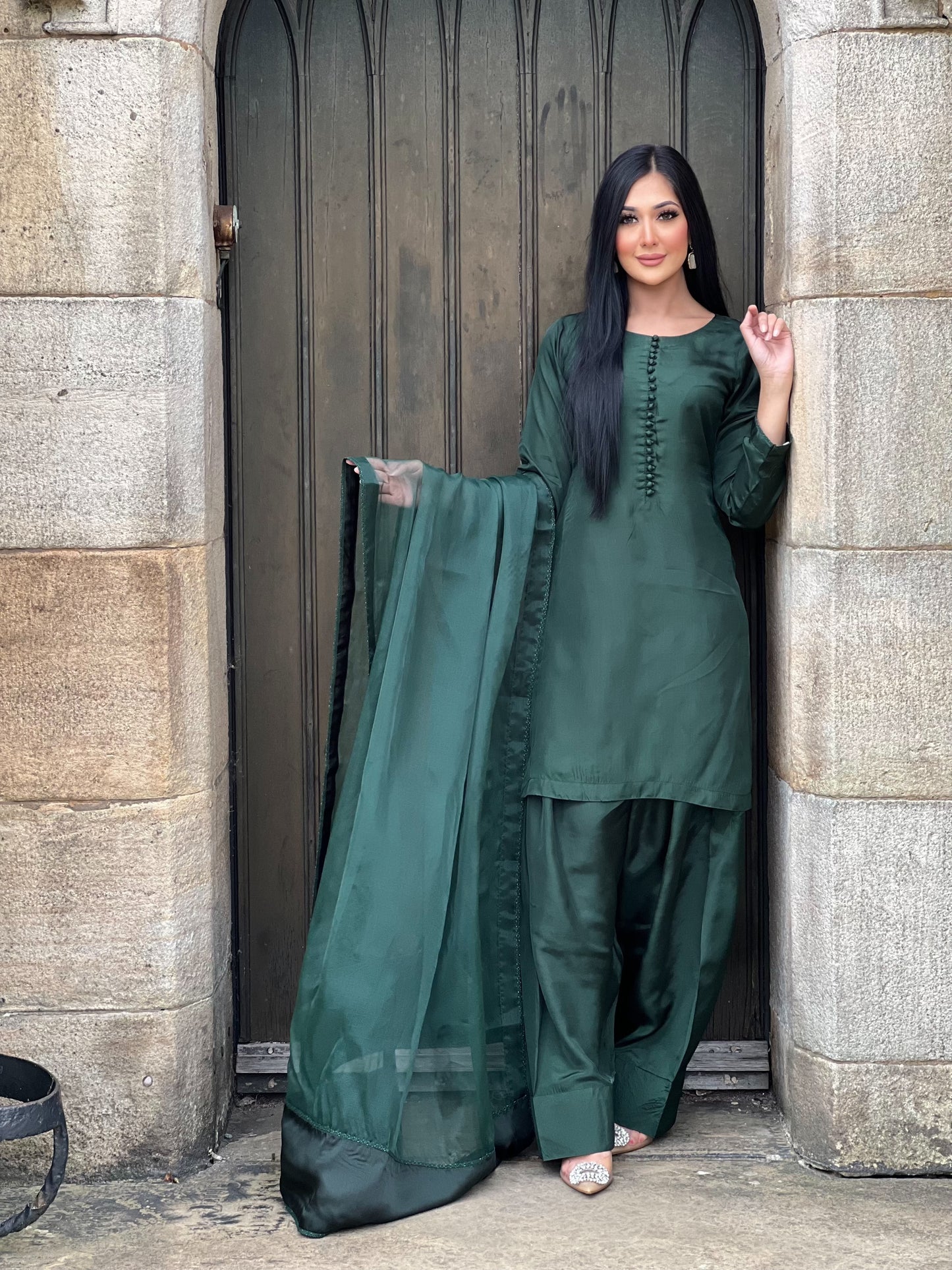 GREEN 3PC FARSHI - PRE ORDER DELIVERY 3 WEEKS