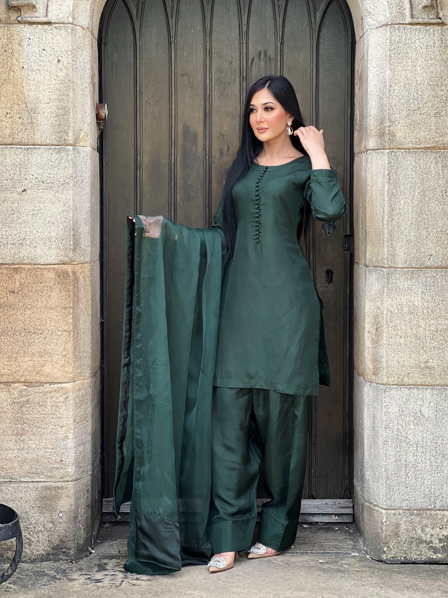GREEN 3PC FARSHI - PRE ORDER DELIVERY 3 WEEKS